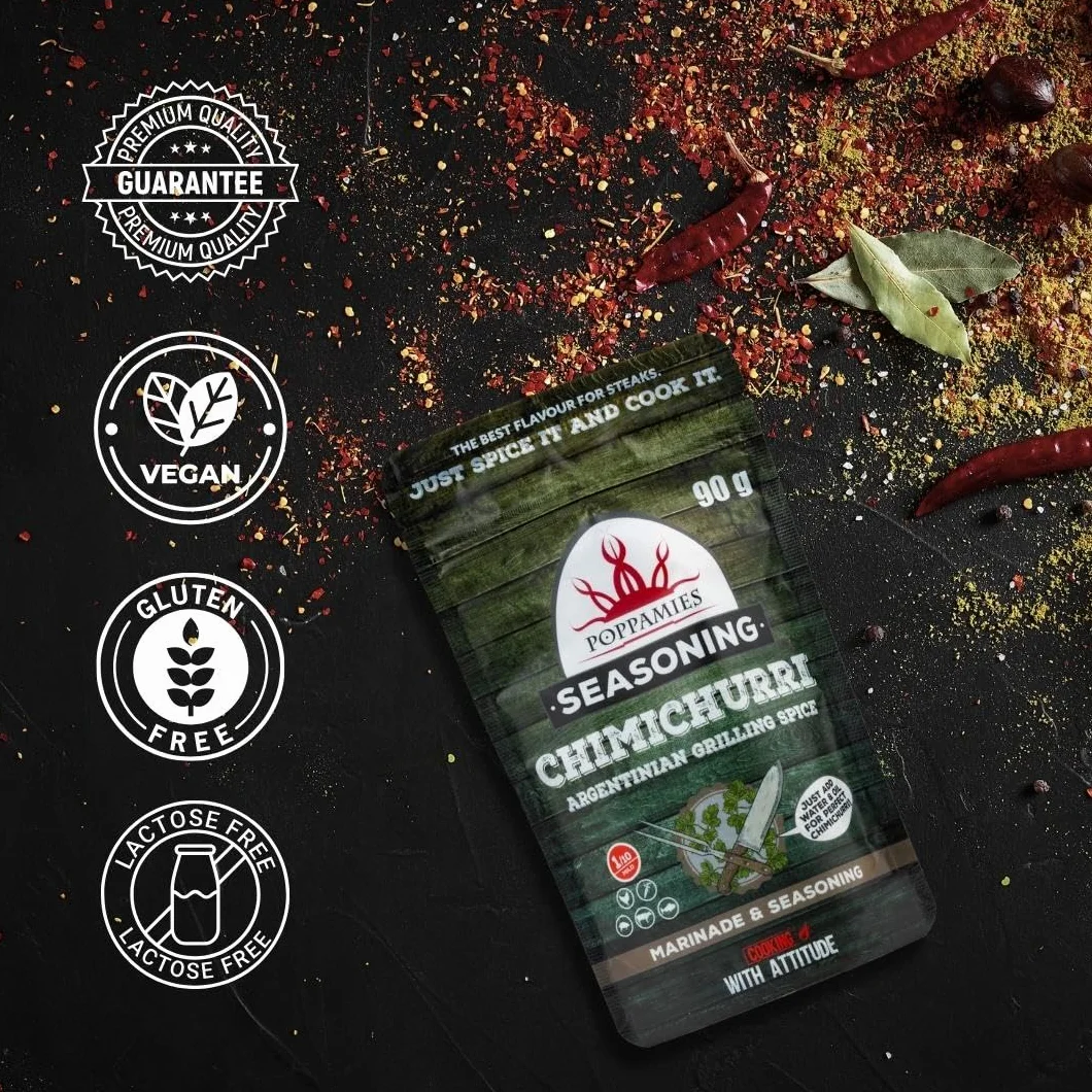 Poppamies Chimichurri BBQ Rub - Sucha Marynata i Przyprawa BBQ idealna do ryb Warzyw Kurczaka Wieprzowiny Wołowiny - duże opakowanie (90 g)