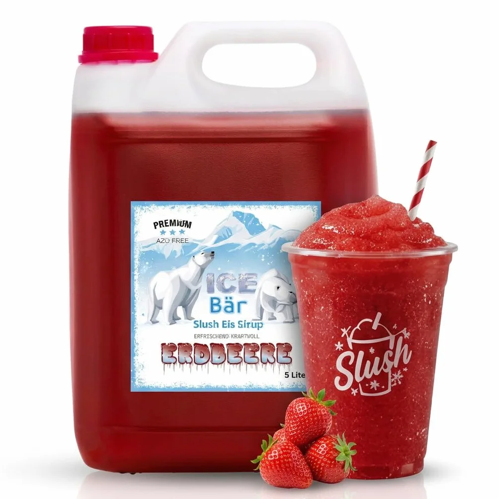 ICE BĘR Slush Syrup 12 odmian owocowych 5 litrów koncentratu BEZ AZO | smak truskawkowy | Slushy Maker Ice for Ice Cream Maker Syrup Maszyna do napojów