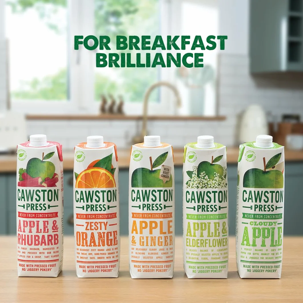 Cawston Press Sok wyciskany z jabłek i imbiru 1 l naturalny wegański bez dodatku cukru 6 szt