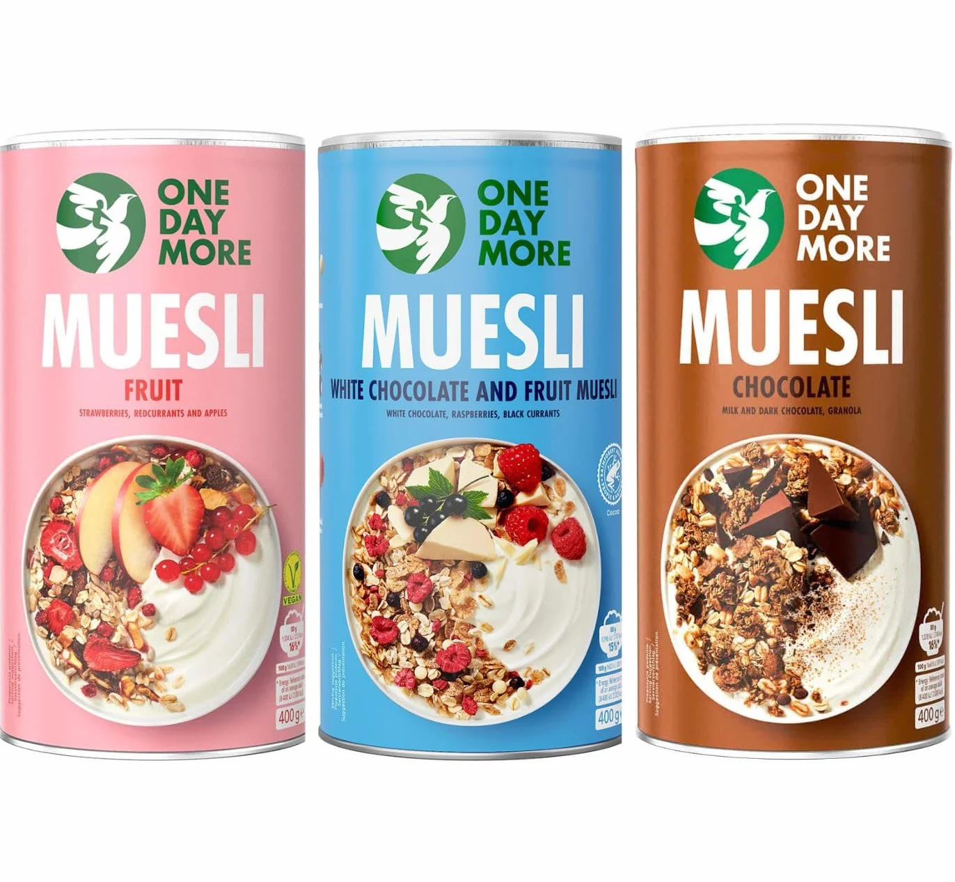 OneDayMore Musli z owocami 1200 g owocowe bez dodatku cukru płatki owsiane wegańskie czekoladowe muesli śniadaniowe naturalne błonnik białko truskawkowe porzeczkowe jabłkowe daktyle rodzynki