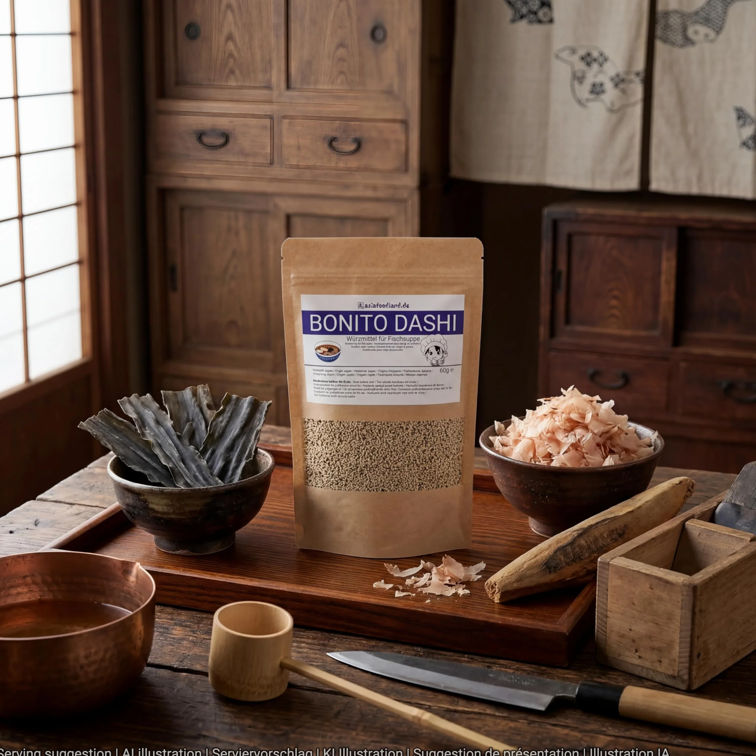 Asiafoodland - Bonito Dashi - Przyprawa do zupy rybnej - Dashi Powder, 1 opakowanie (1 x 60 g)