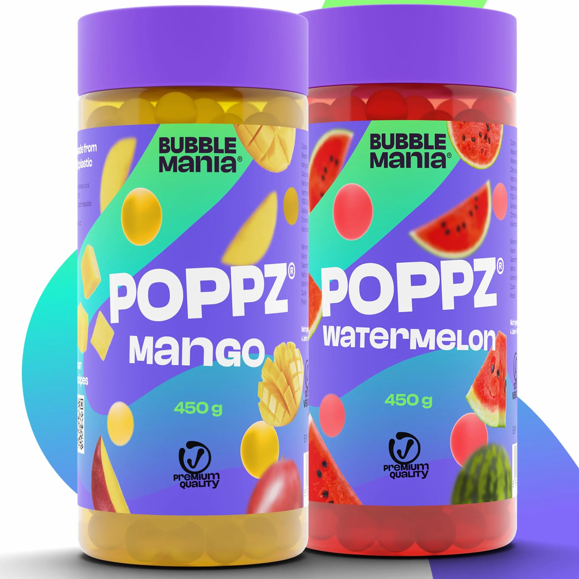 Bubble Mania Popping Boba Perły Owocowe do Bubble Tea Mango Arbuz 2 rodzaje