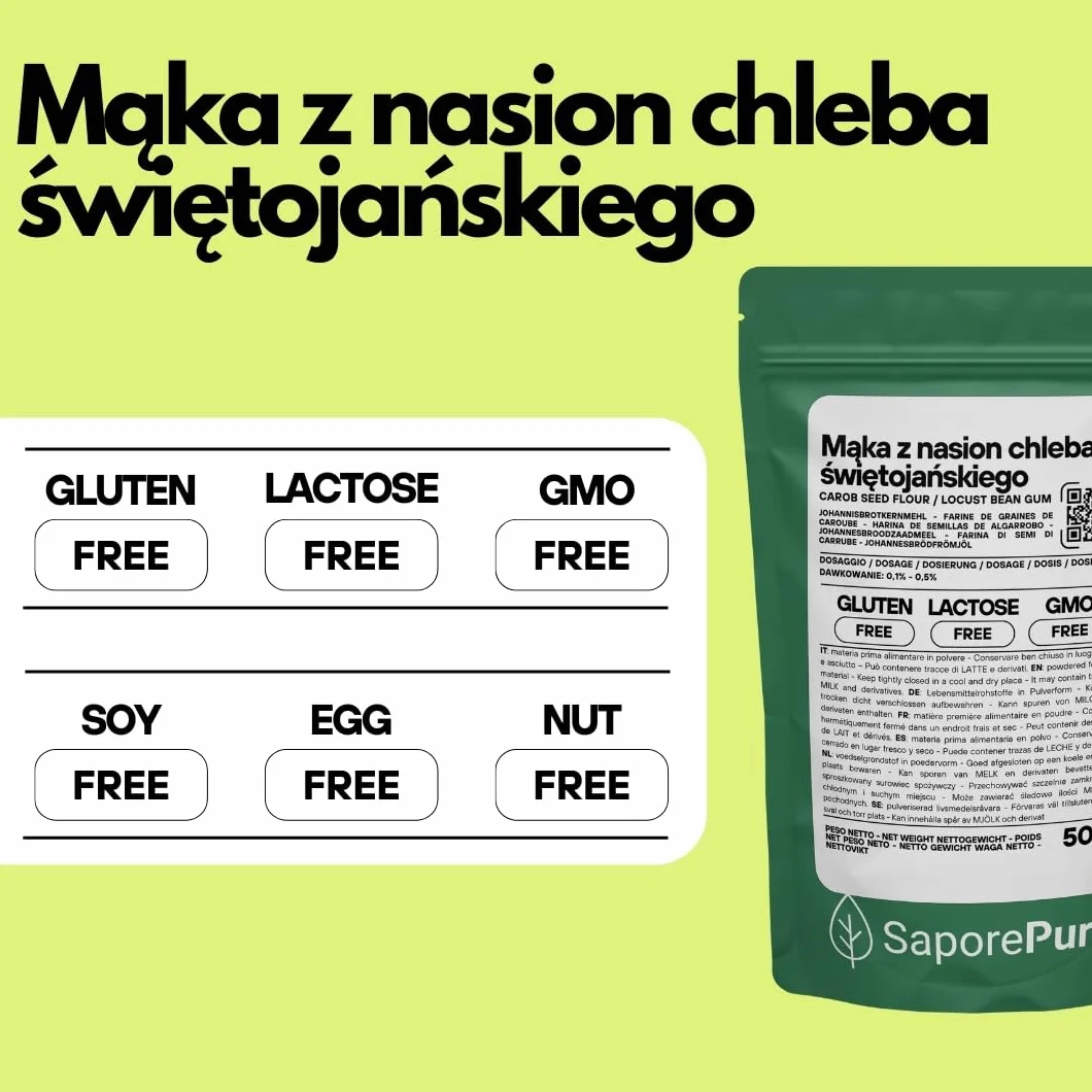 Saporepuro Mączka z nasion chleba świętojańskiego 125 g – BEZGLUTENOWA – 100% czysty naturalny zagęstnik i środek żelujący – Idealna do lodów, sorbetów, deserów i sosów