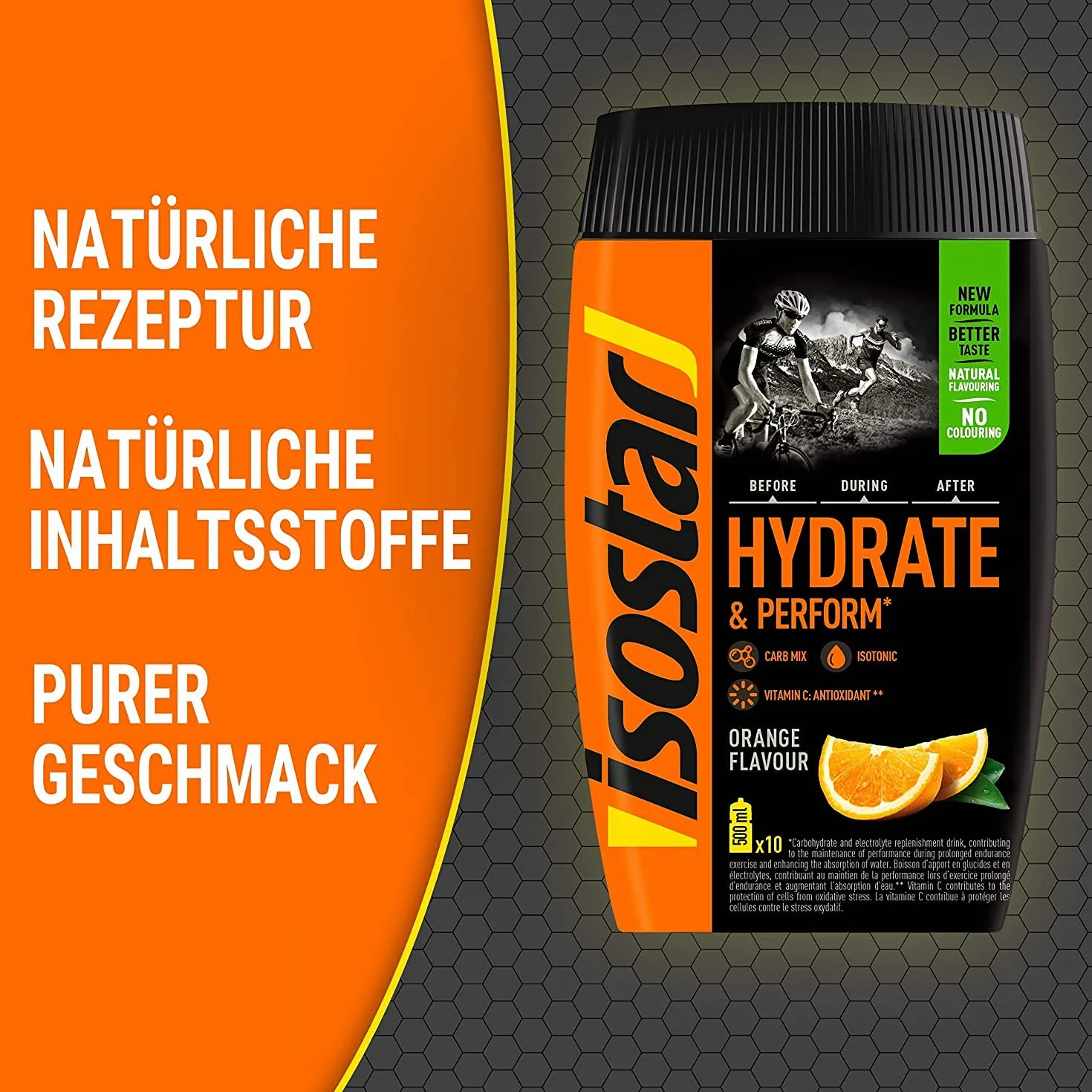 Isostar Hydrate & Perform Iso Drink 400 g izotoniczny proszek elektrolitowy pomarańczowy + butelka 0,5 l