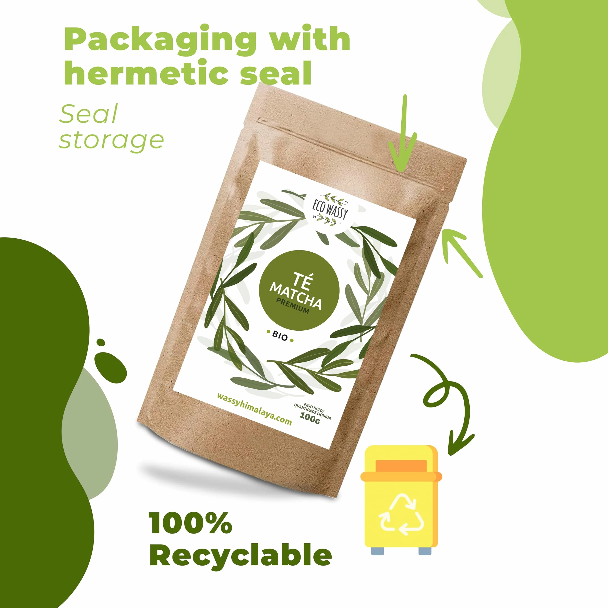 Matcha ECO WASSY Premium Proszek 200g Zielona Herbata Detoks Przeciwutleniacz