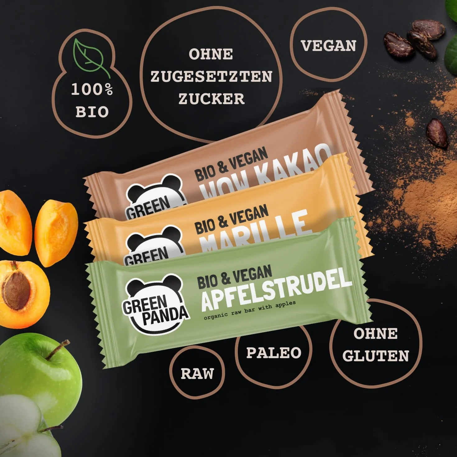 Green Panda Wegańskie batoniki Paleo Snack 12 x 30 g Power pudełko