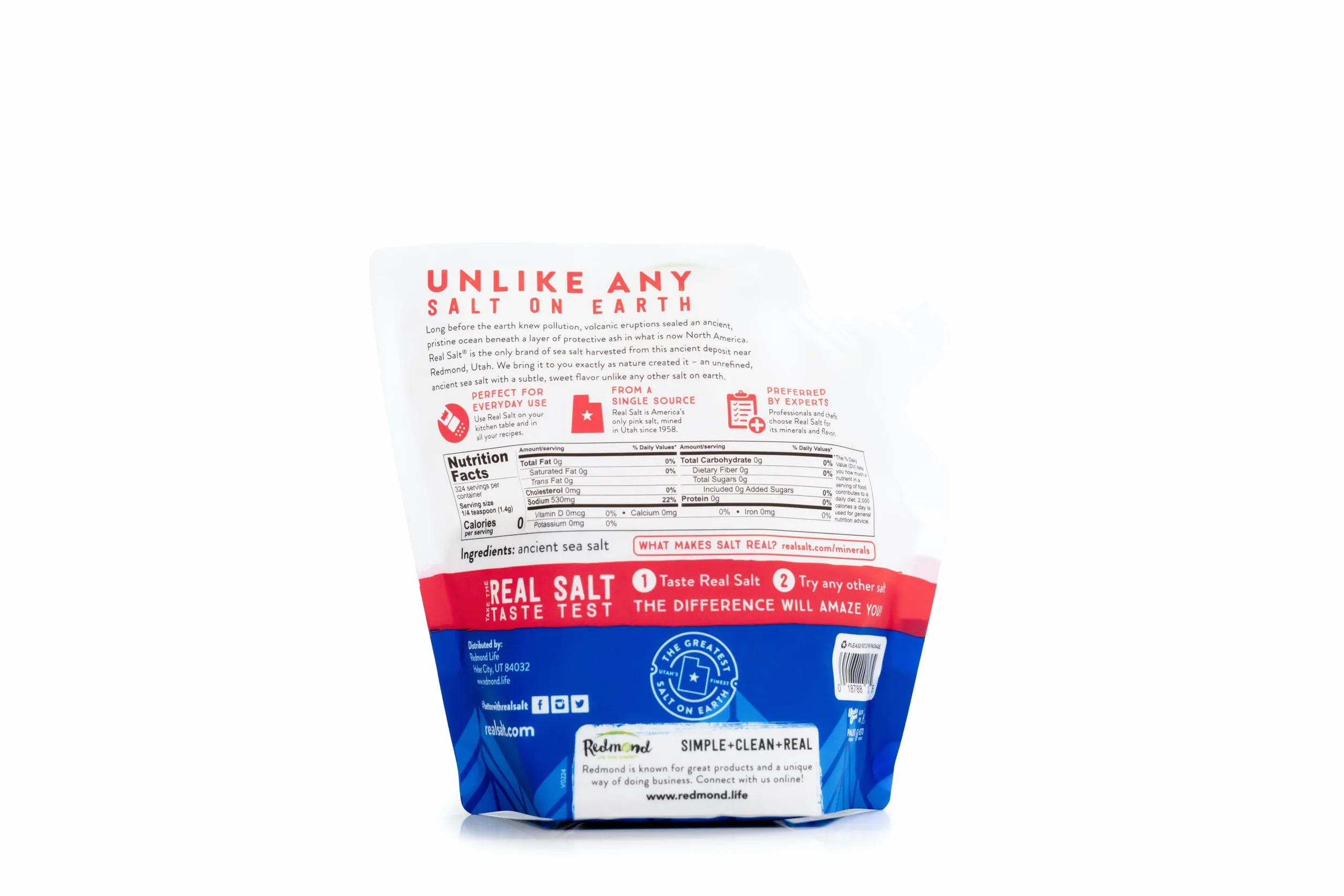 Redmond Real Salt, Ancient Fine Sea Salt, Unrefined Mineral Salt, 16 Ounce Pouch (1 Pack)