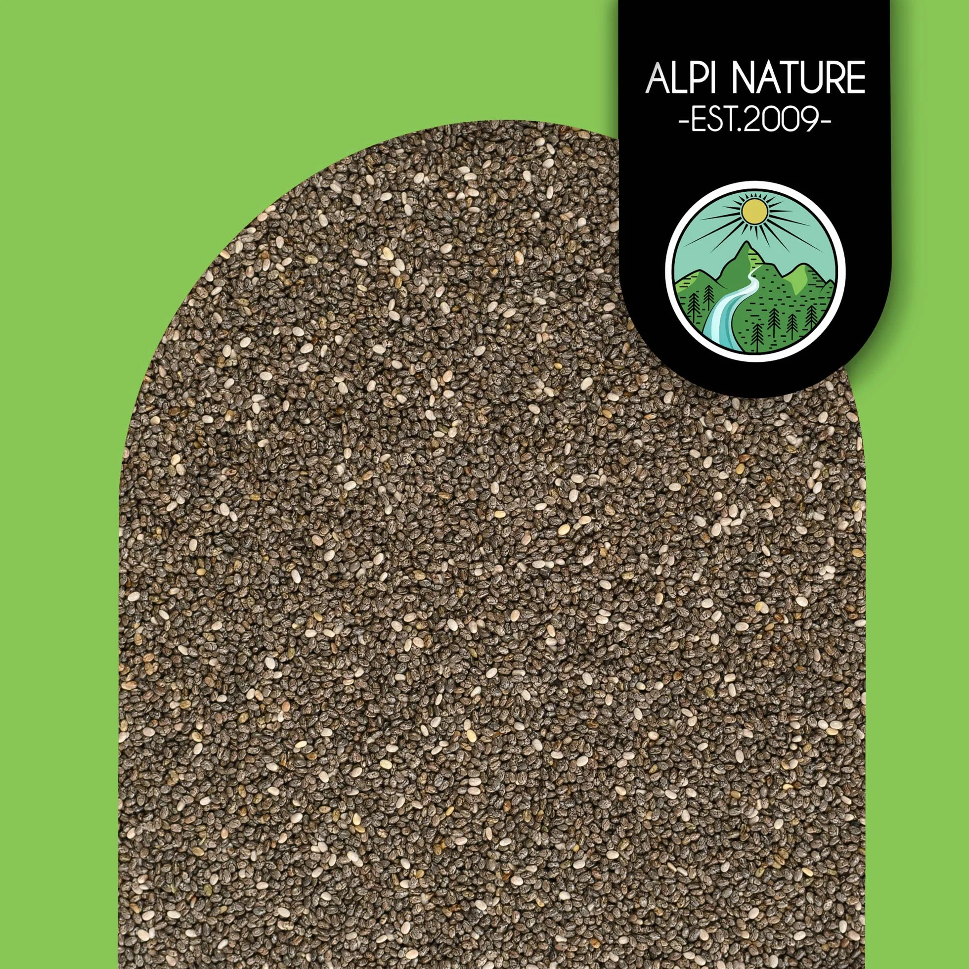 Alpi Nature Nasiona Chia 1kg, Całe Surowe Czarne Nasiona Chia do Smoothie, Jogurtu i Musli
