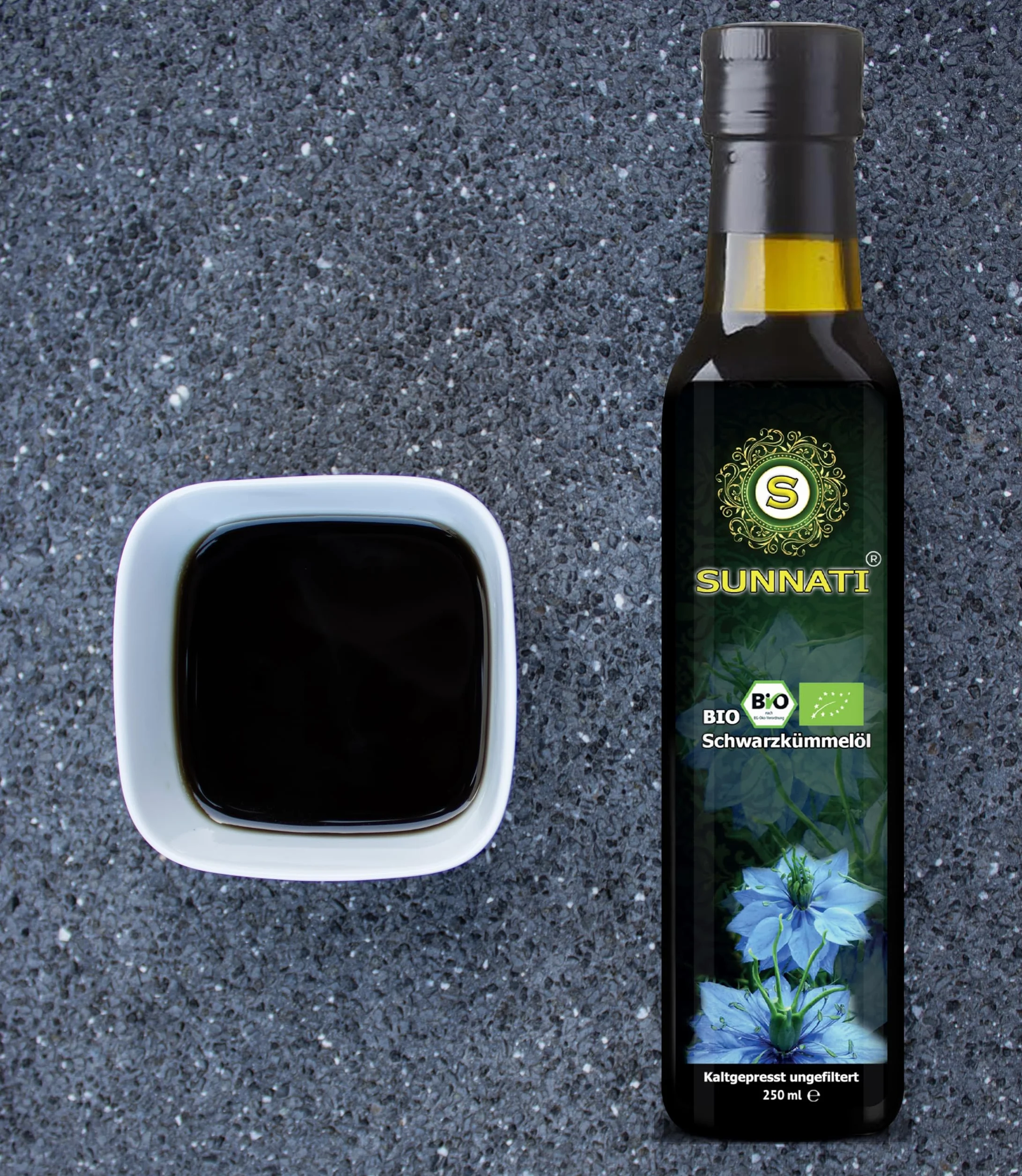 Sunnati Bio olejek z czarnuszki niefiltrowany tłoczony na zimno 100% czysty 500 ml