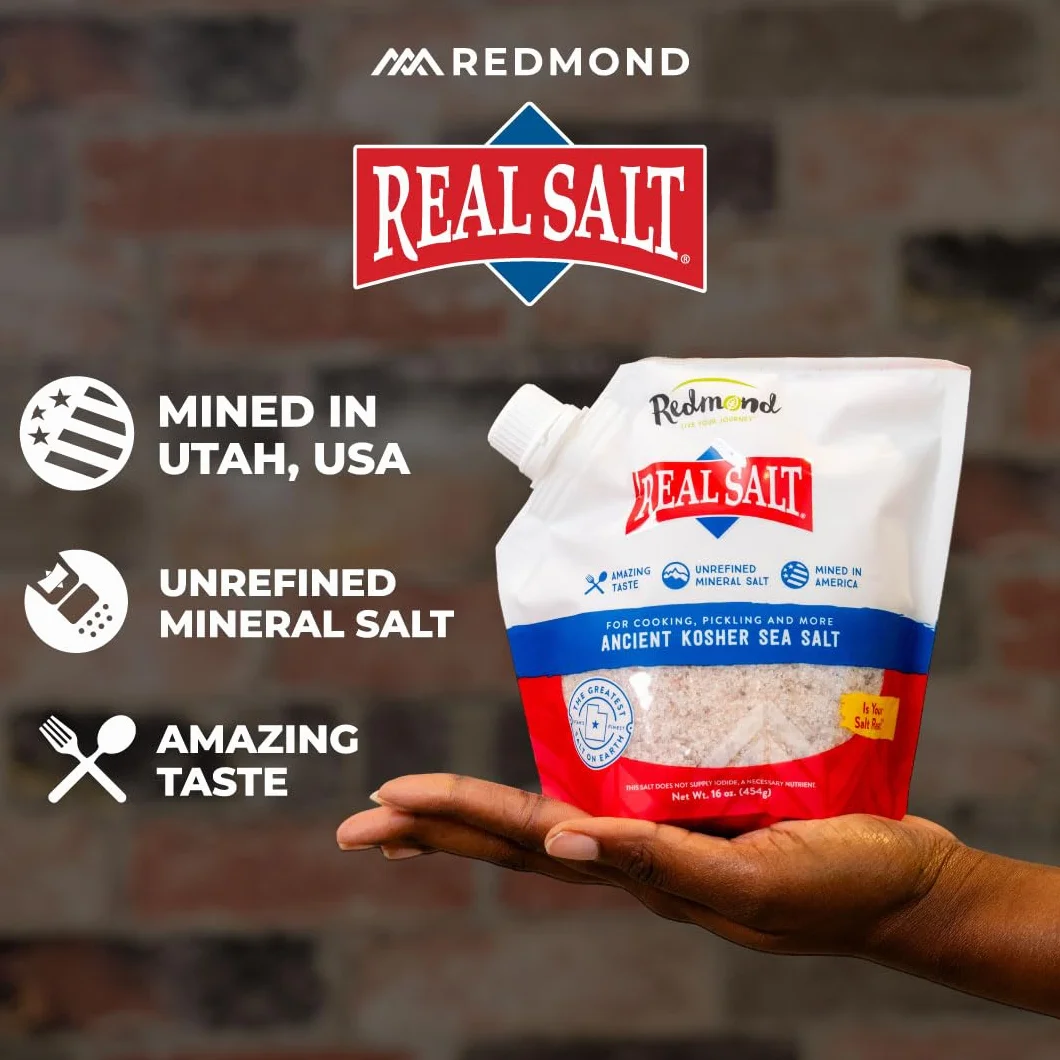 Redmond Real Sea Salt Natural Unrefined Organic Kosher, 16 Ounce Pouch (1 Pack)