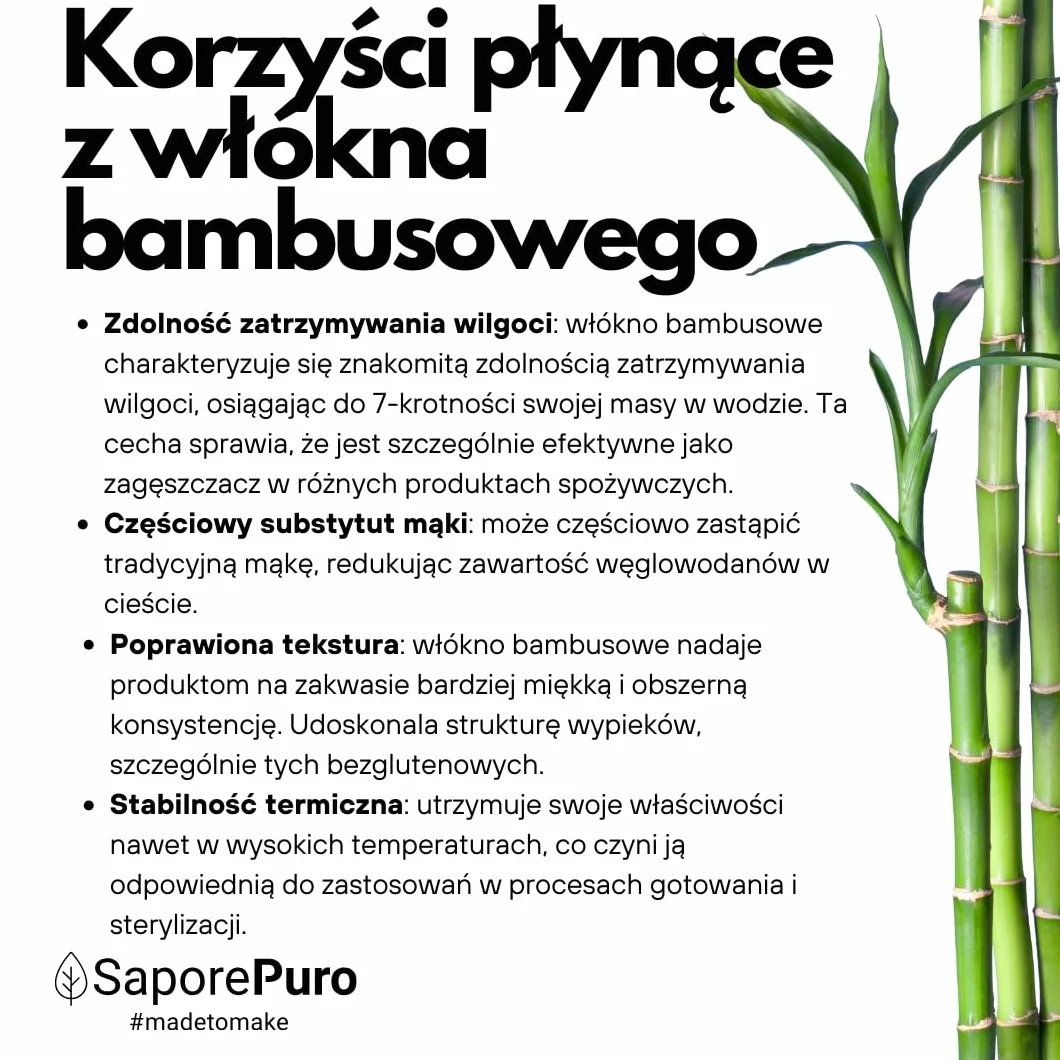 SaporePuro Spożywcze włókno bambusowe - 100 gr - mąka o niskiej zawartości węglowodanów