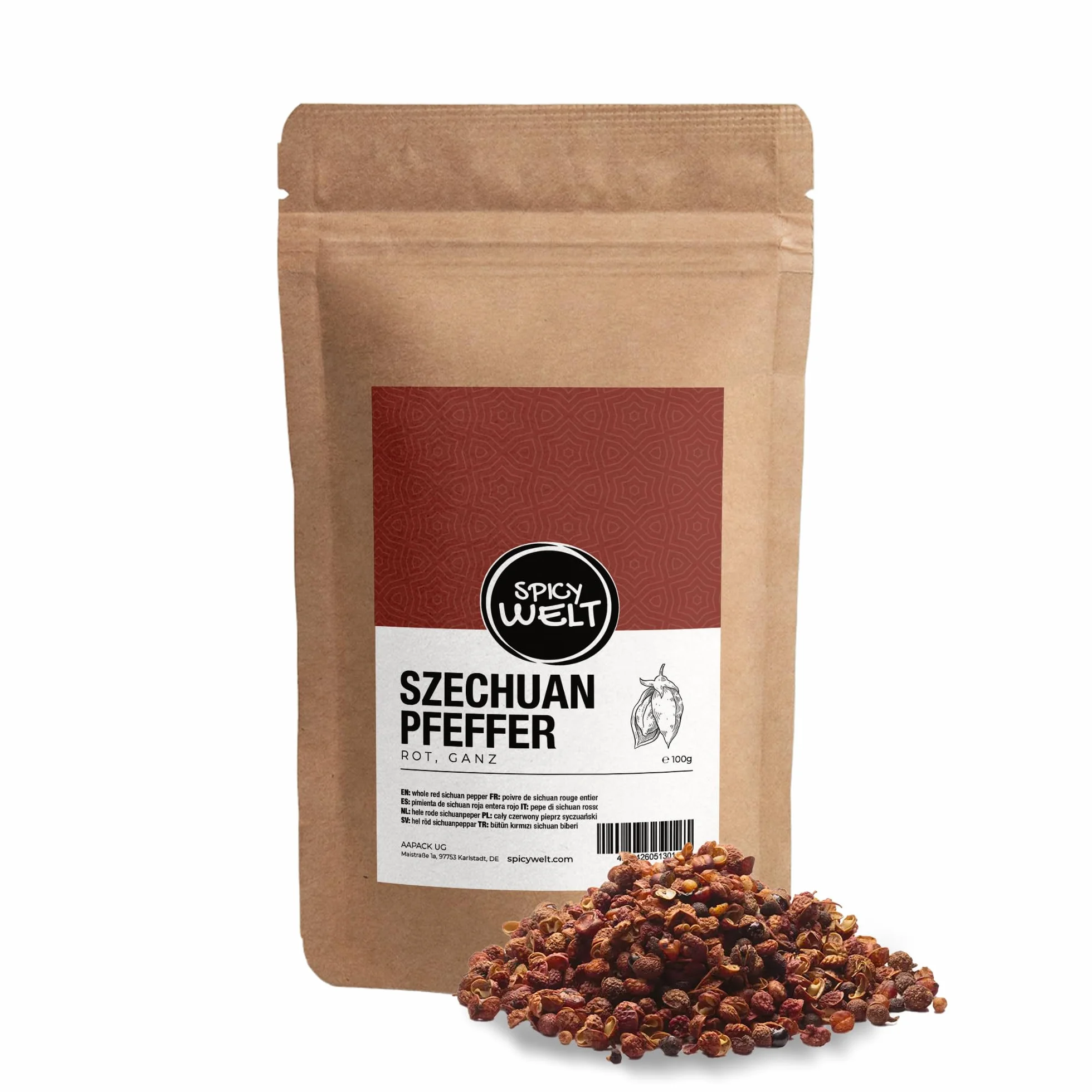 Spicy Welt Pieprz Syczuański Czerwony Cały (100g) – Ziarna do Kuchni Chińskiej, Woka, Mapo Tofu, Kaczki, Kurczaka i Marynat | Cytrusowy Aromat i Efekt Mrowienia | 100% Naturalny, Bez Dodatków