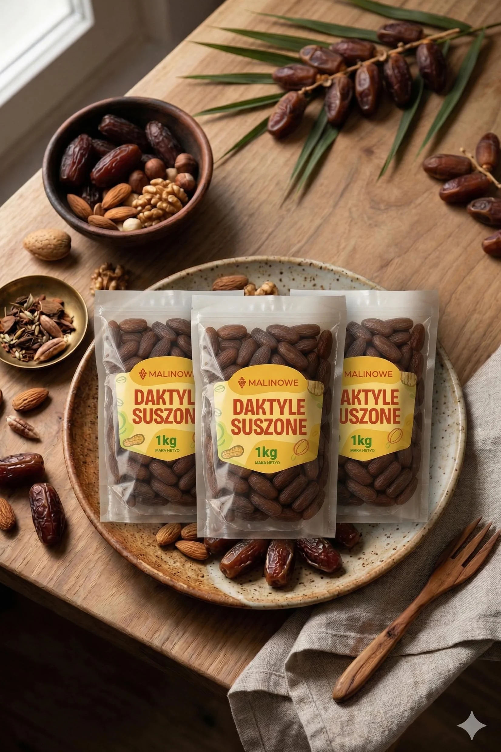 Malinowe DAKTYLE SUSZONE 3x1kg Zestaw Bez Pestek Wyjątkowy Smak