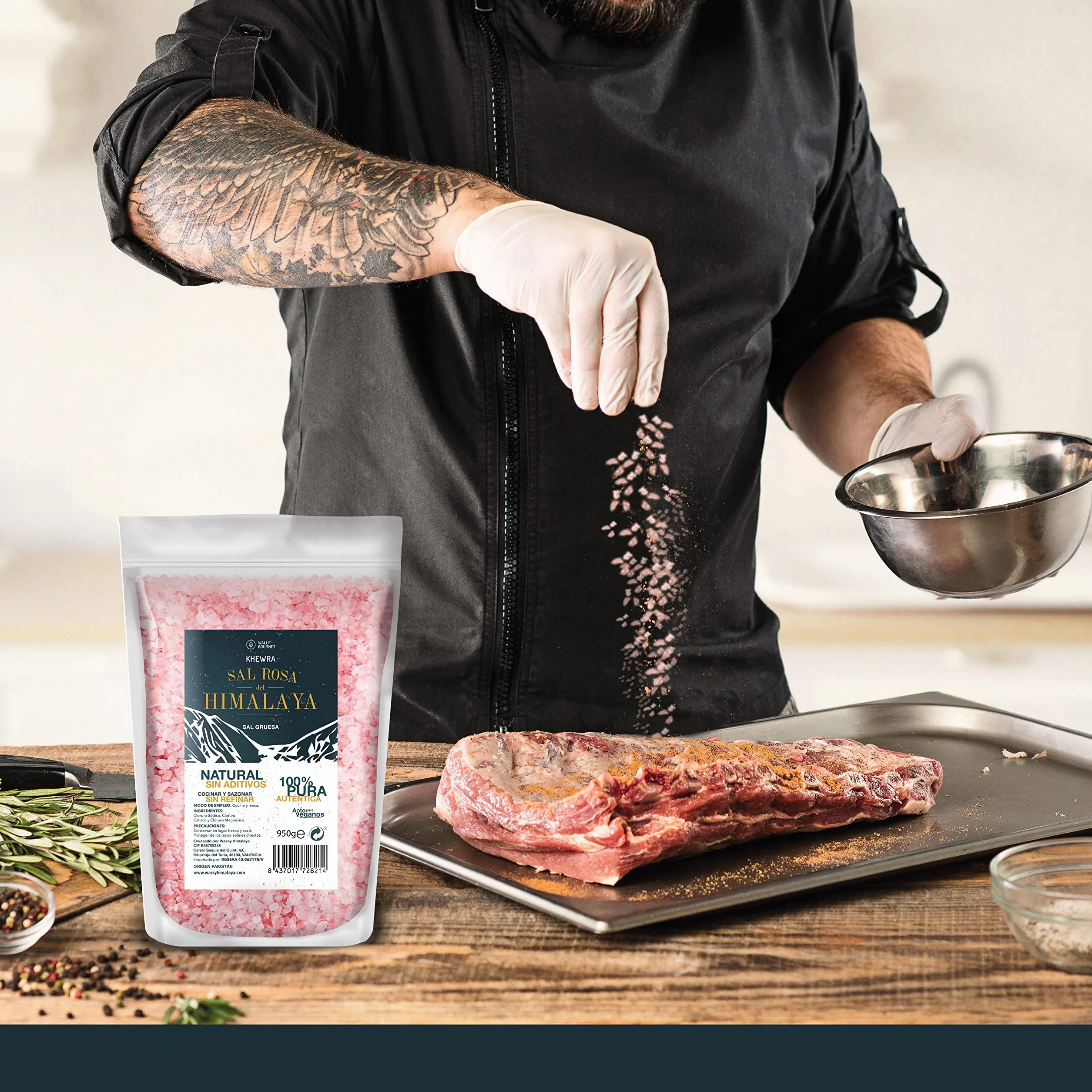 Gruba sól himalajska różowa. 100% Naturalne, Bez Dodatków, Bez Uszlachetniania. Wyższa zawartość pierwiastków śladowych. Sezonować i sezonować. Pochodzenie: Pakistan (950gr.)