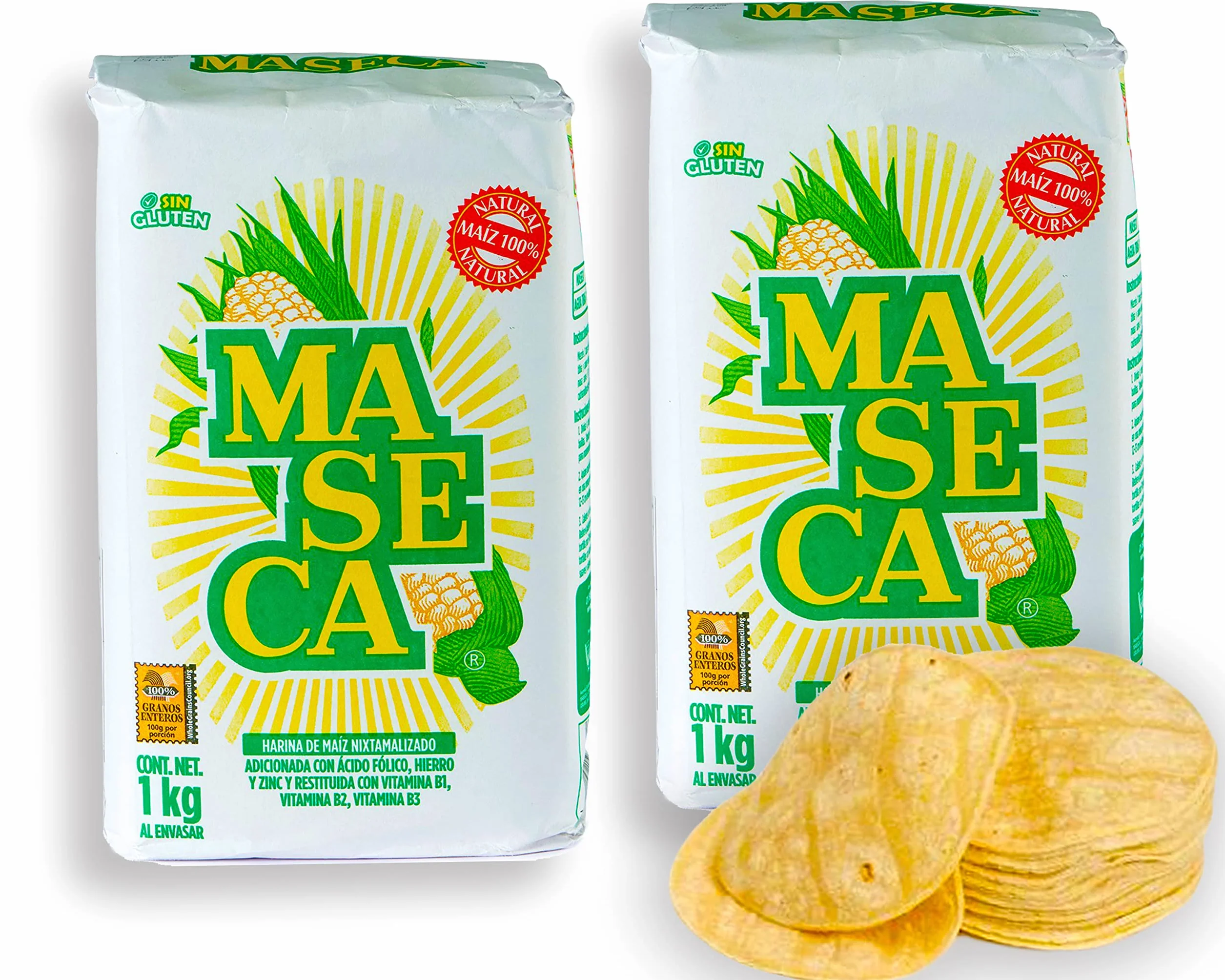 Maseca z Meksyku Mąka kukurydziana na tortille 1 kg (opakowanie 2 sztuki) Harina de Maiz, Masa Harina, Mąka bezglutenowa