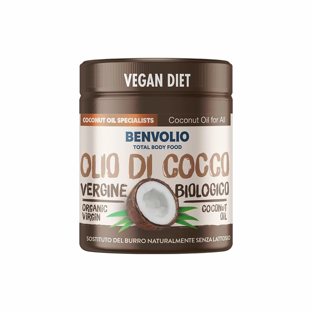 BENVOLIO – Organiczny Olej Kokosowy 200 ml | Idealny do Gotowania, Smażenia i Wypieków w Wysokich Temperaturach | Wielofunkcyjny do Pielęgnacji Skóry, Włosów i Oil Pulling (Olej kokosowy virgin)