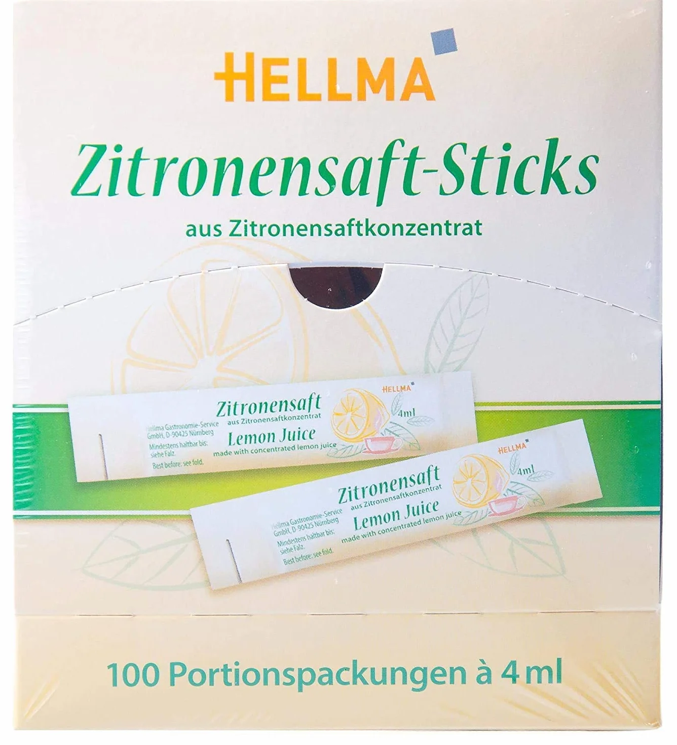 Hellma Koncentrat Sok z Cytryny w Saszetkach, Koncentrat Soku z Cytryny, Herbata, 100 Porcji po 4 ml