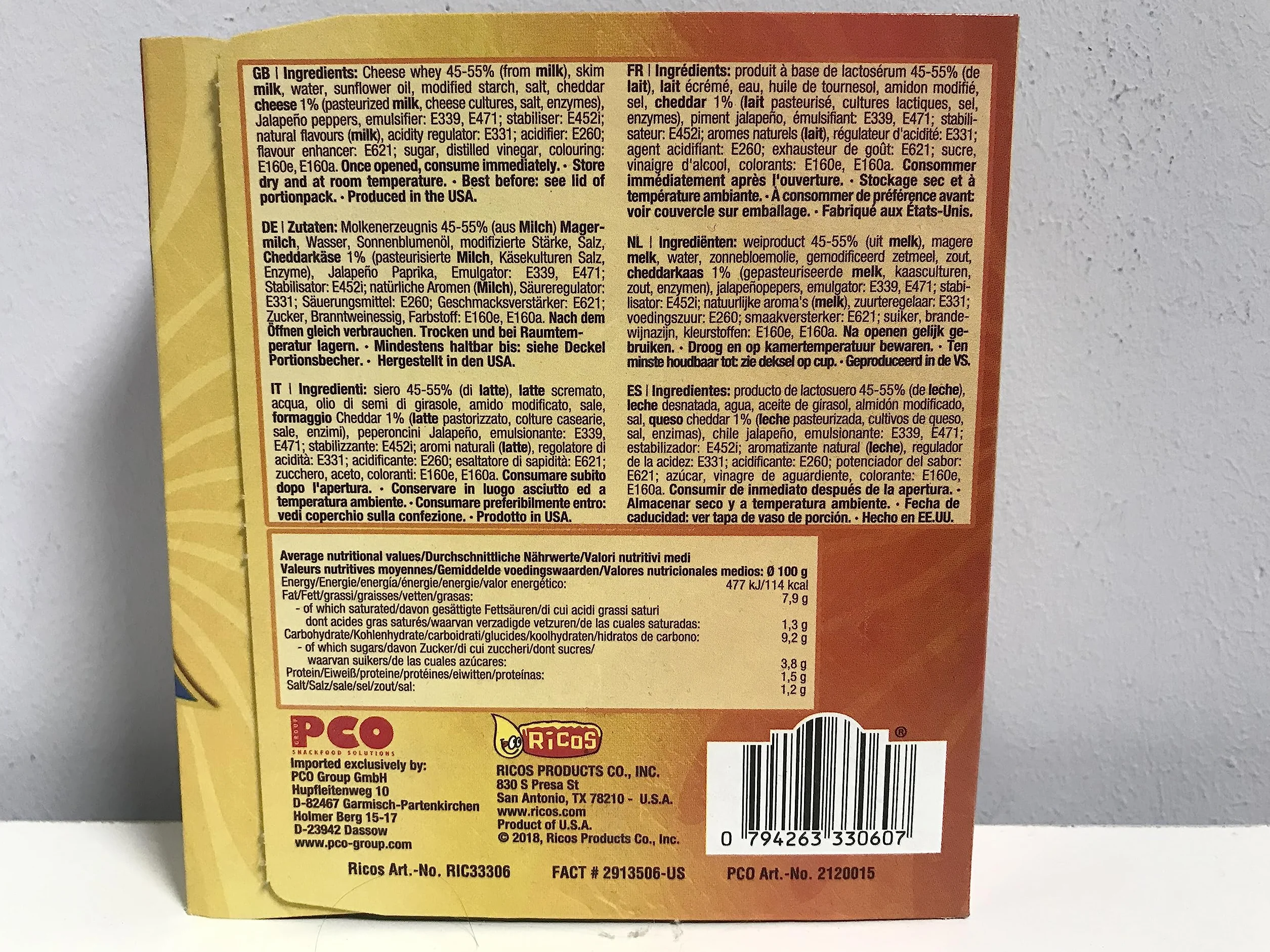 Rico's Nacho Cheese Dip, 4 x 3,5 unce by Rico's
