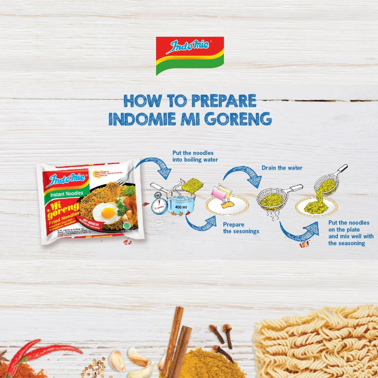 Indomie Mi Goreng Fried Instant Noodles 85 g opakowanie 40 sztuk