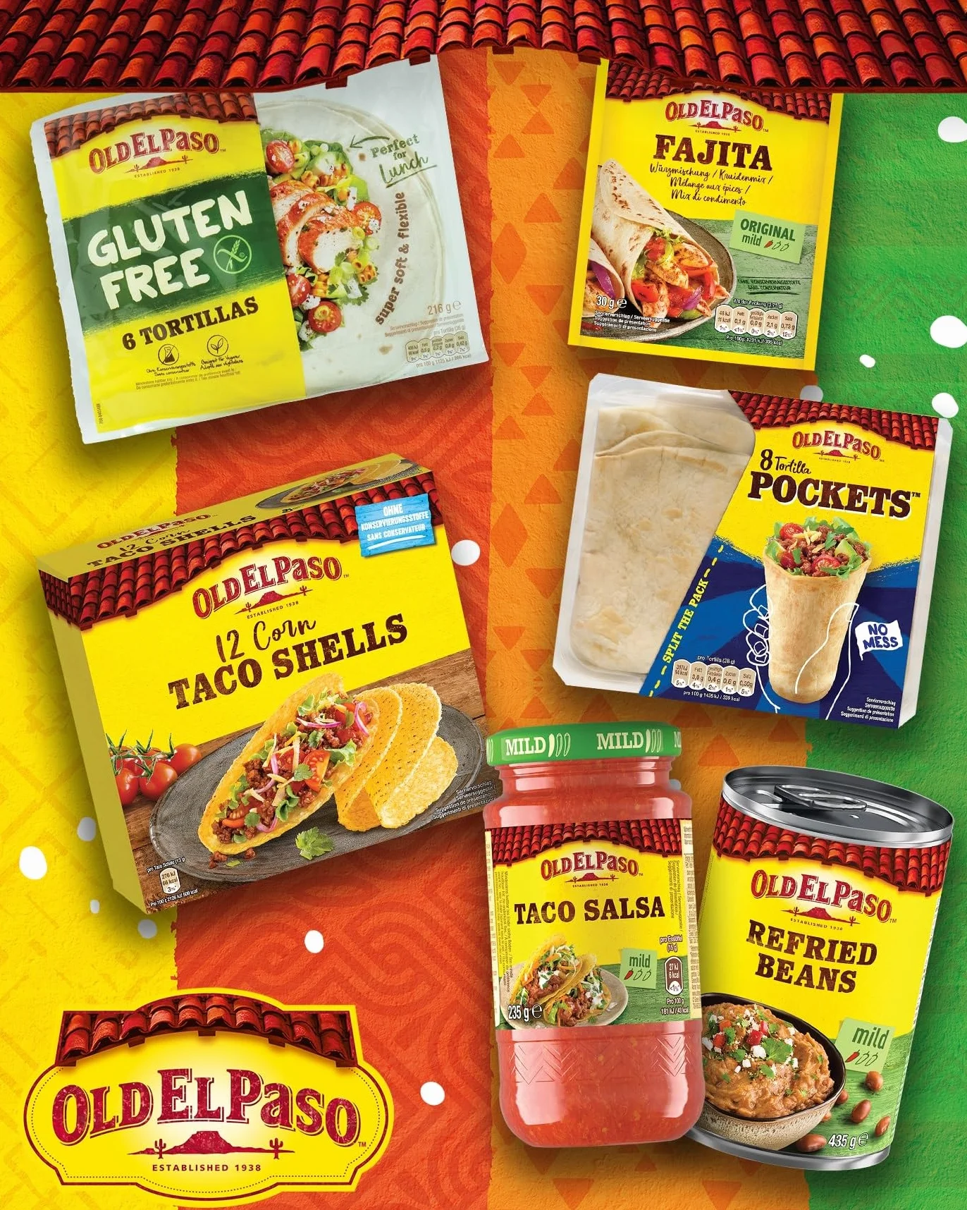 Old El Paso Tortille – bezglutenowe – meksykańskie okłady z tapioki, komosy ryżowej i kukurydzy – 1 x 216 g