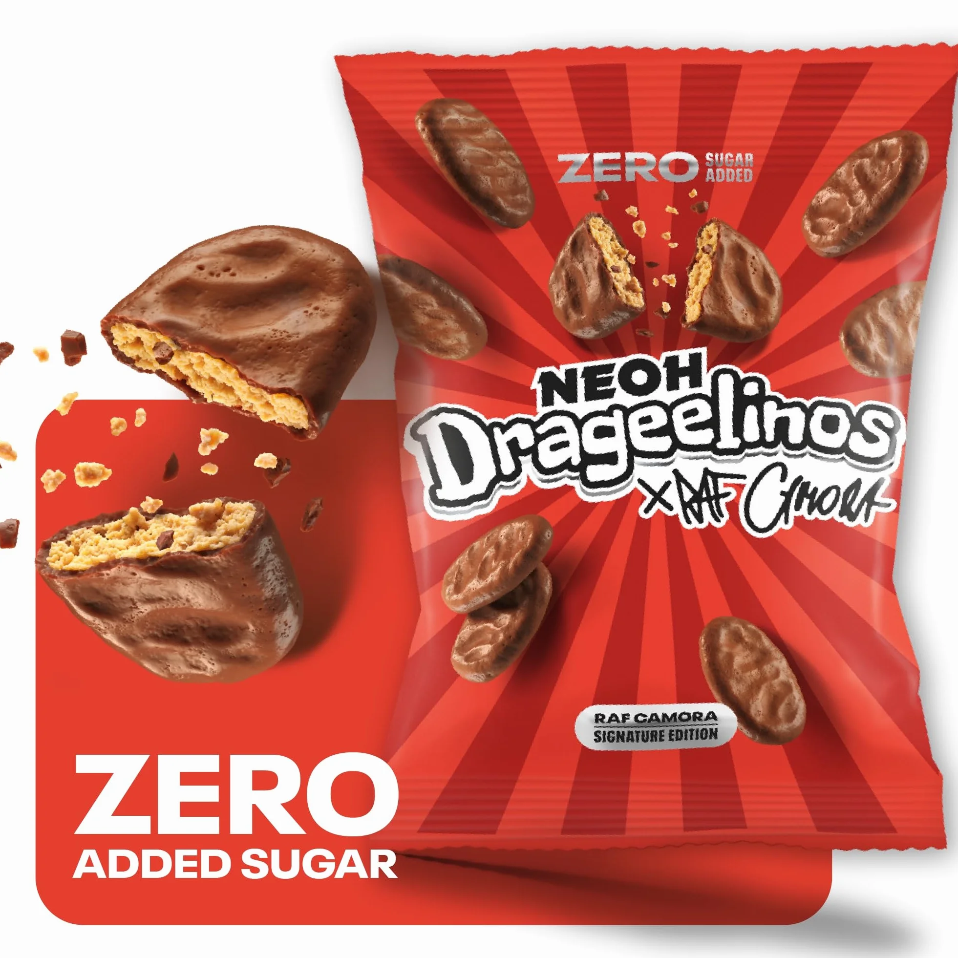NEOH Drageelinos ciasteczka czekoladowe RAF Camora, niskowęglowodanowe, bez dodatku cukru, 86 kcal na 80 g