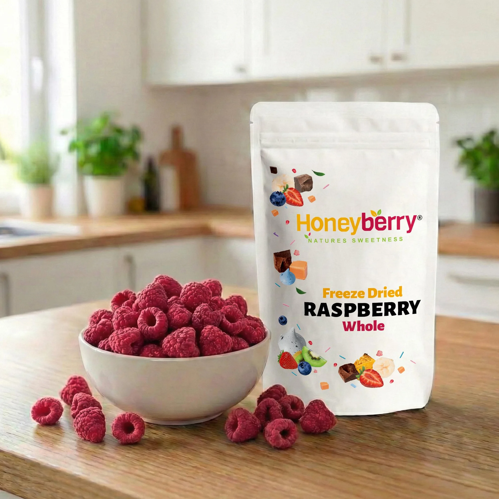 Maliny Liofilizowane Całe 50g – Naturalne Liofilizowane Owoce bez Cukru – Suszone Maliny do Wypieków, Musli, Jogurtów, Smoothie i Deserów – Naturalna Przekąska – Bez Konserwantów