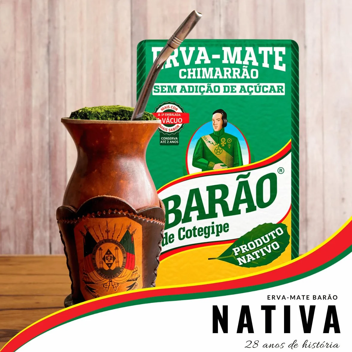 Yerba Mate Barao Nativa 1kg - BRCOFFEE - Herbata Yerba Mate - Mniejsza (Small) - Torba