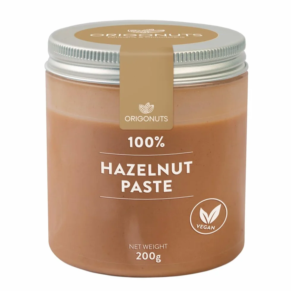 ORIGONUTS - Pasta z Orzechów Laskowych - 100% Orzechów Laskowych, bez soli, cukru i barwników - do ciast, ciasteczek, tortów, jako pasta do smarowania pieczywa, kremów, do pieczenia - 200g