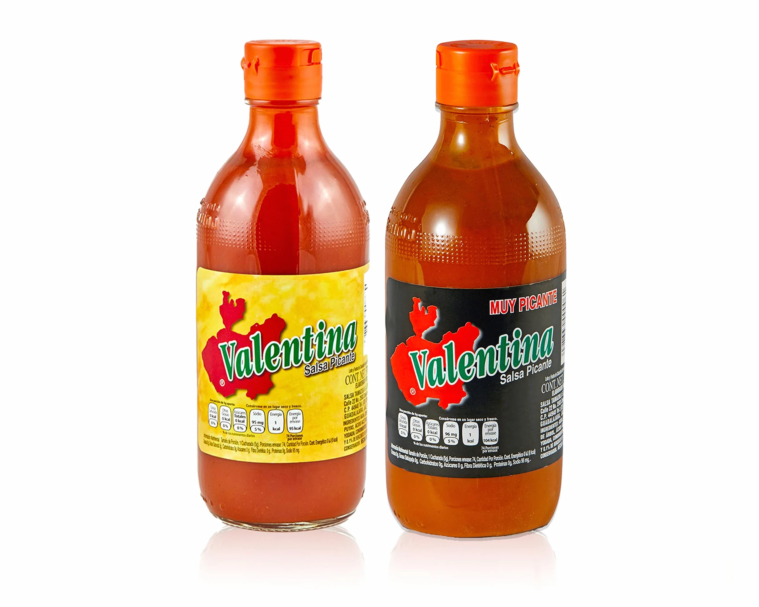 Valentina ostry sos i Valentina ekstra ostry / (opakowanie 2 szt.) – po 370 ml, bezglutenowy, beztłuszczowy i bezcukrowy, Viva México Collection by Mexhaus