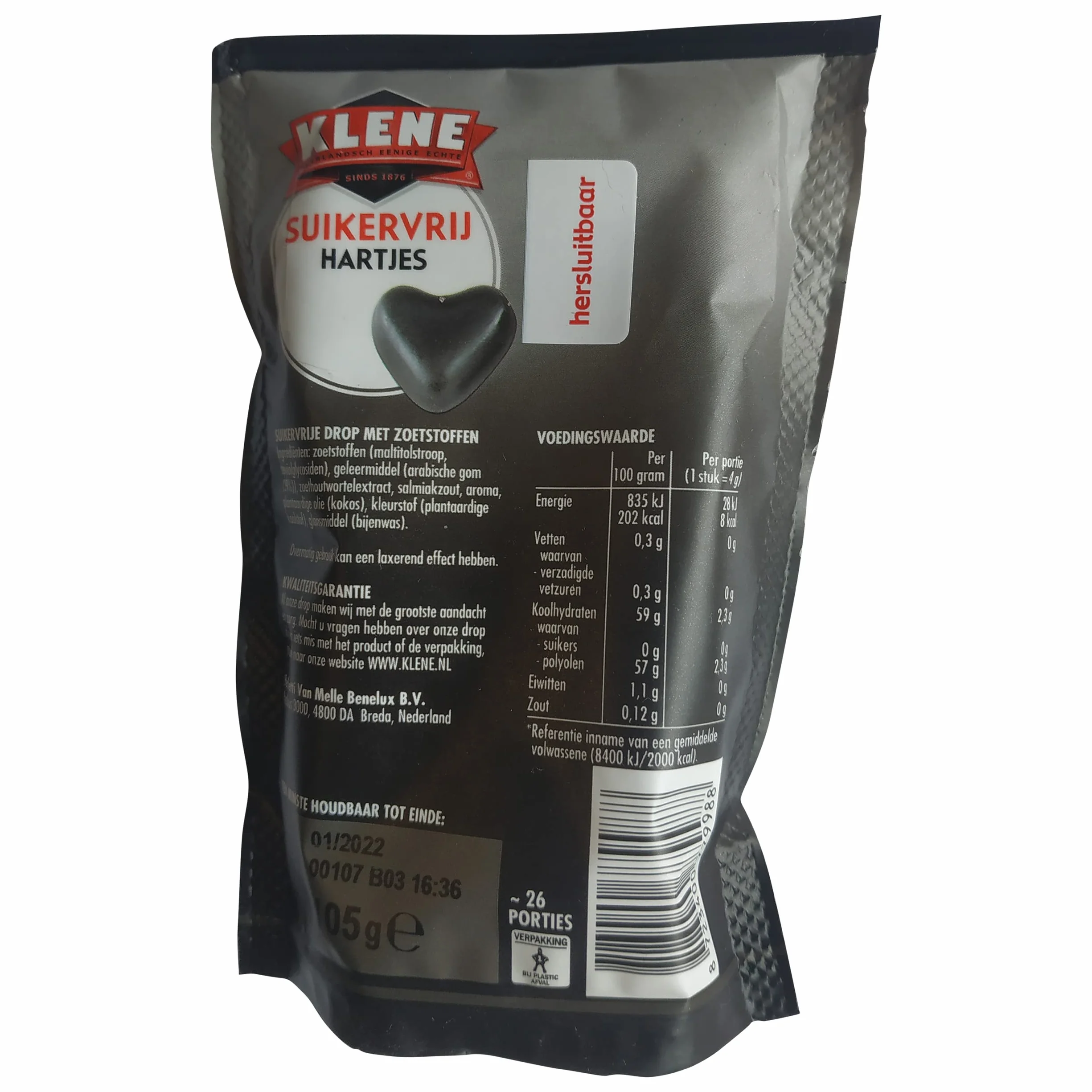 Klene Lukrecja | Lukrecja bez cukru | Słodka lukrecja holenderska w kształcie serca | Holenderska Lukrecja | Klene Lukrecja | Torba 105 g