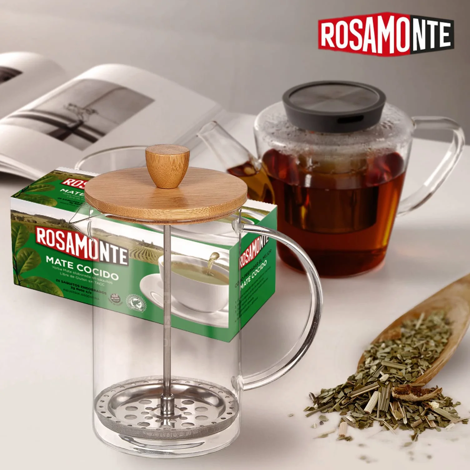 Rosamonte Yerba Mate Cocido Tradycyjny 50 Torebki Herbaty (150g) | Bogaty w witaminy i przeciwutleniacze | Energetyzująca Herbata Yerba Mate
