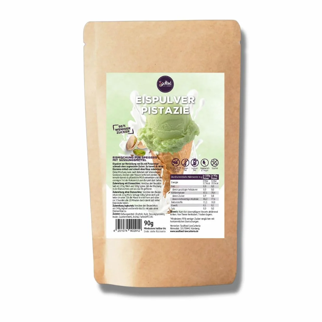 Lód w proszku pistacjowy, z maszyną do lodów i bez niej, 400 g, bez dodatku cukru