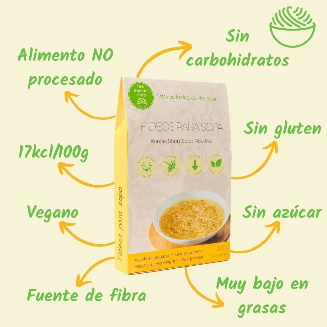 Makaron Konjac do Zupy 200g Bezglutenowy Niskokaloryczny Niskowęglowodanowy Opakowanie 5
