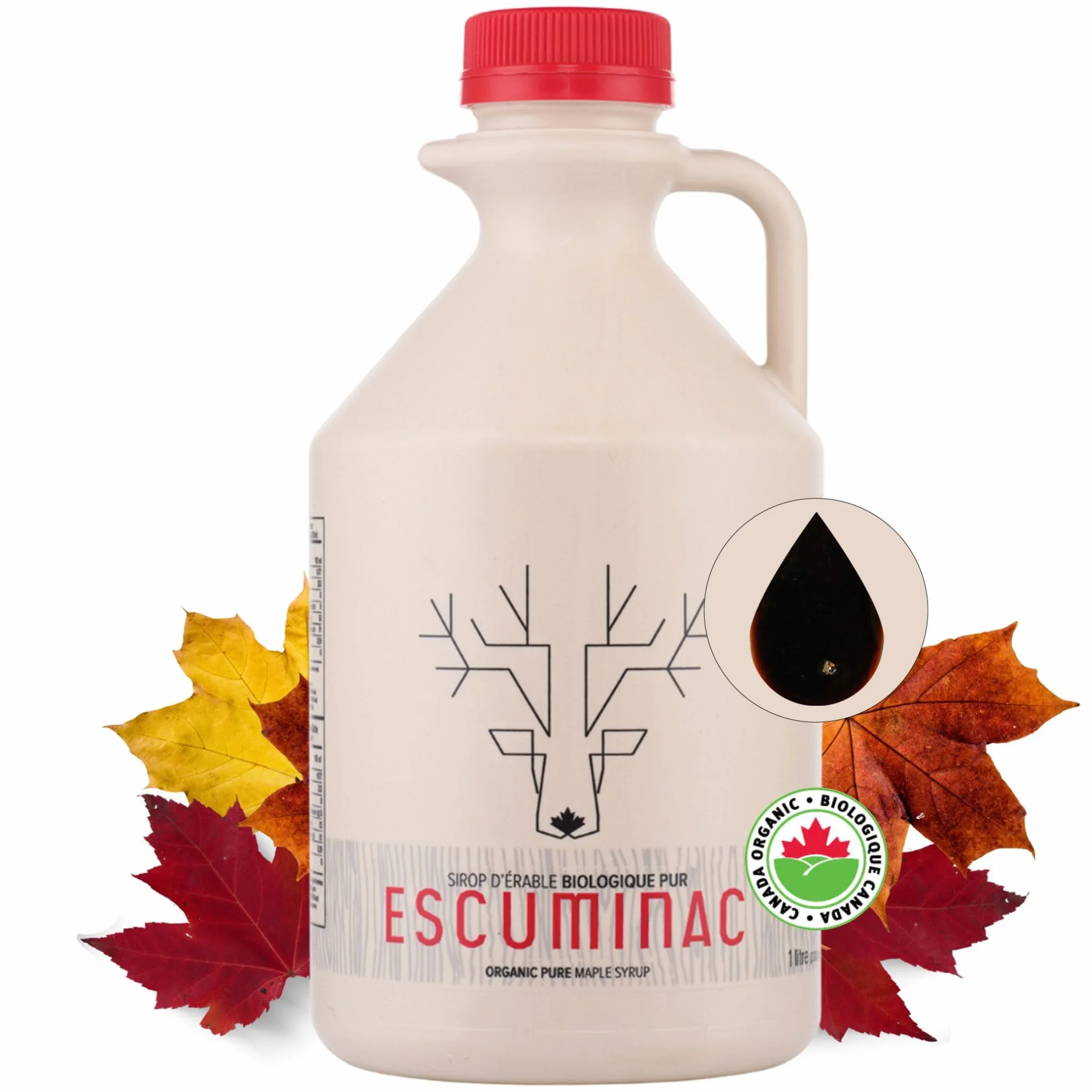 Sirop d'érable canadien très foncé Escuminac 1 L Grade A Strong Taste Pur Biologique