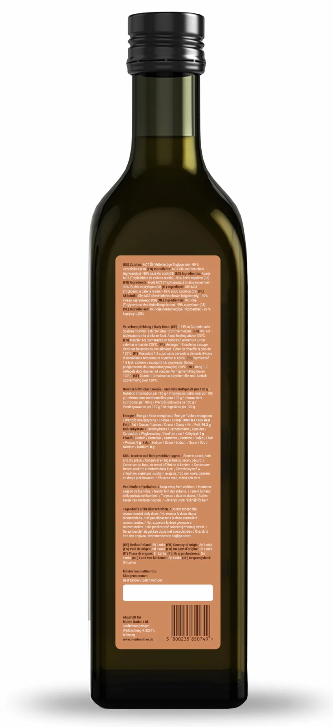 MCT C8 Monte Nativo olejek kokosowy 2 x 500 ml do diety keto