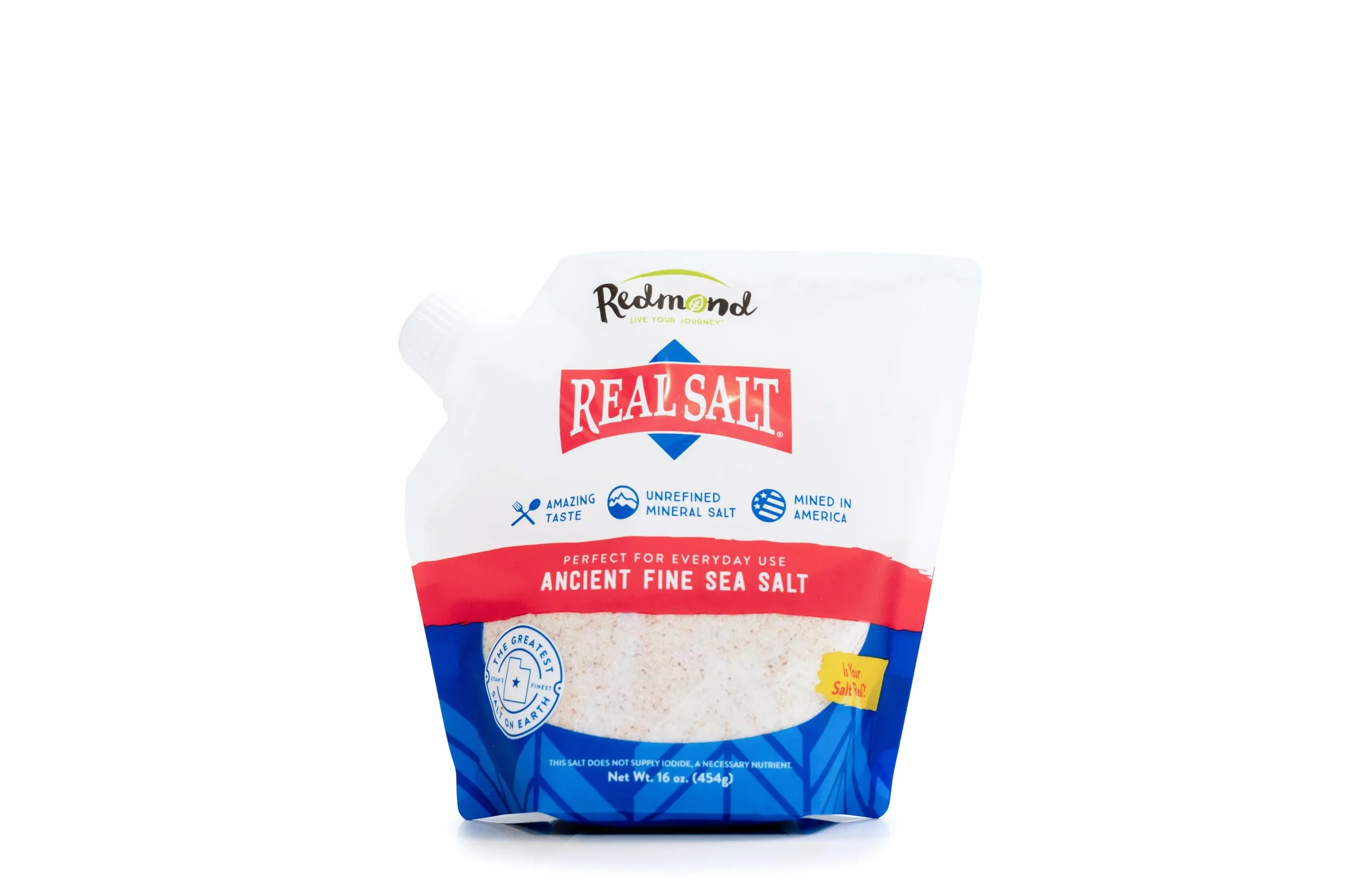 Redmond Real Salt, Ancient Fine Sea Salt, Unrefined Mineral Salt, 16 Ounce Pouch (1 Pack)