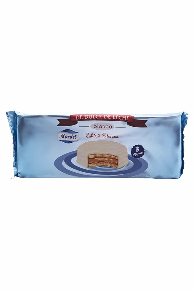 Mardel De Dulce De Leche 3 Alfajores Blancos - czekoladowe ciasteczka z nadzieniem, 1 opakowanie (1 x 150 g)