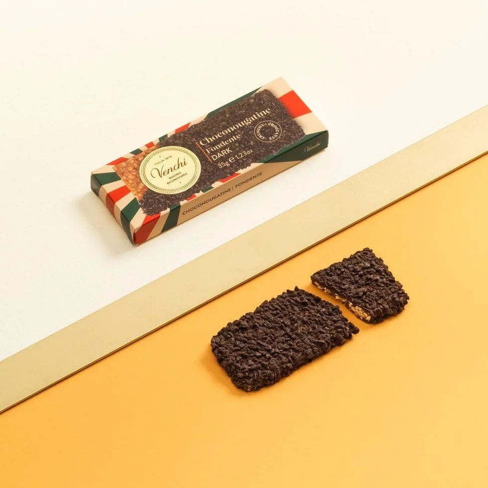 Venchi ChocoNougatine Snack Dark Chocolate Caramelised PGI Piedmont Hazelnuts 35 g Gluten Free Vegan