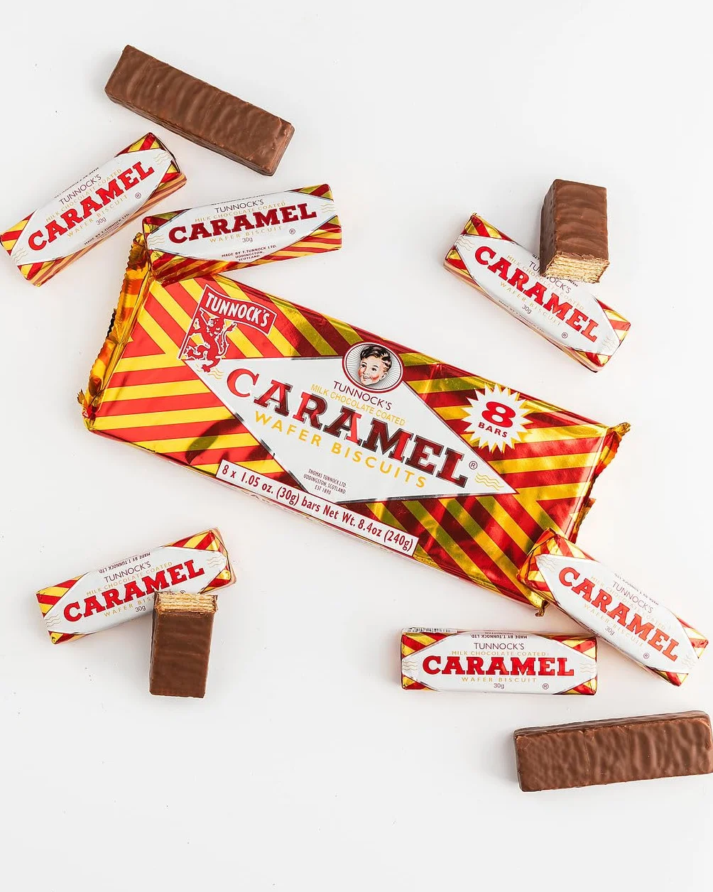 Tunnock's Real Milk Chocolate Caramel Wafers 8 sztuk po 30 g firmy Tunnock's