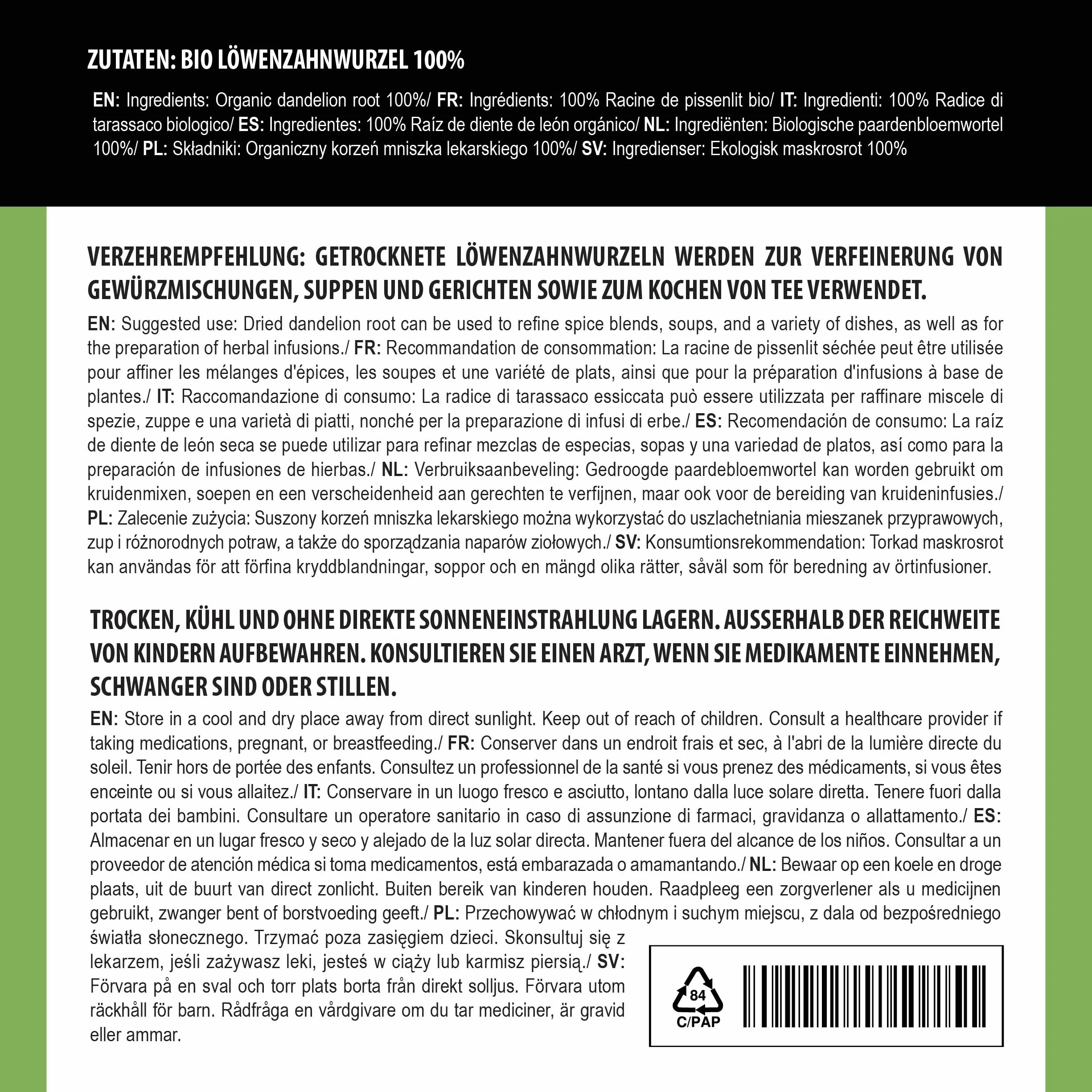 Alpi Nature Ekologiczny Korzeń Mniszka 100g Cięty do Herbaty Liściasta