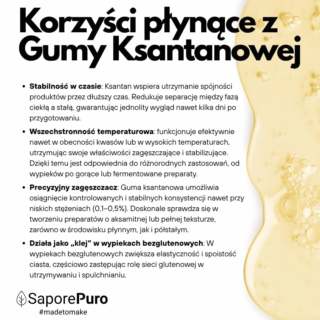 Saporepuro Guma ksantanowa 1 kg – stabilizator, środek wiążący, zagęszczający, idealnie nadaje się do przygotowywania żelów, lodów, słodyczy, kremów, sosów, bez glutenu