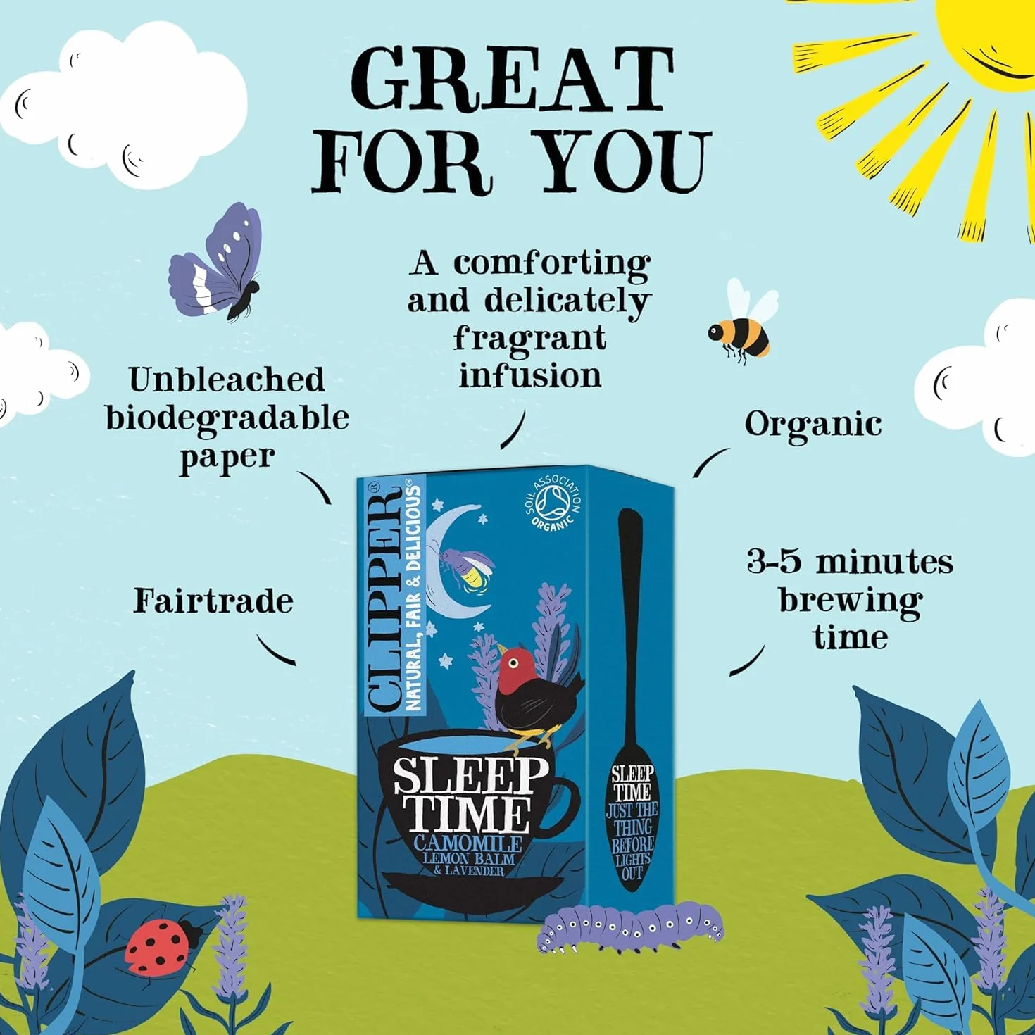 Snore & Peace - Org Chamomile, Lemon Balm & Lavender - R - 20env