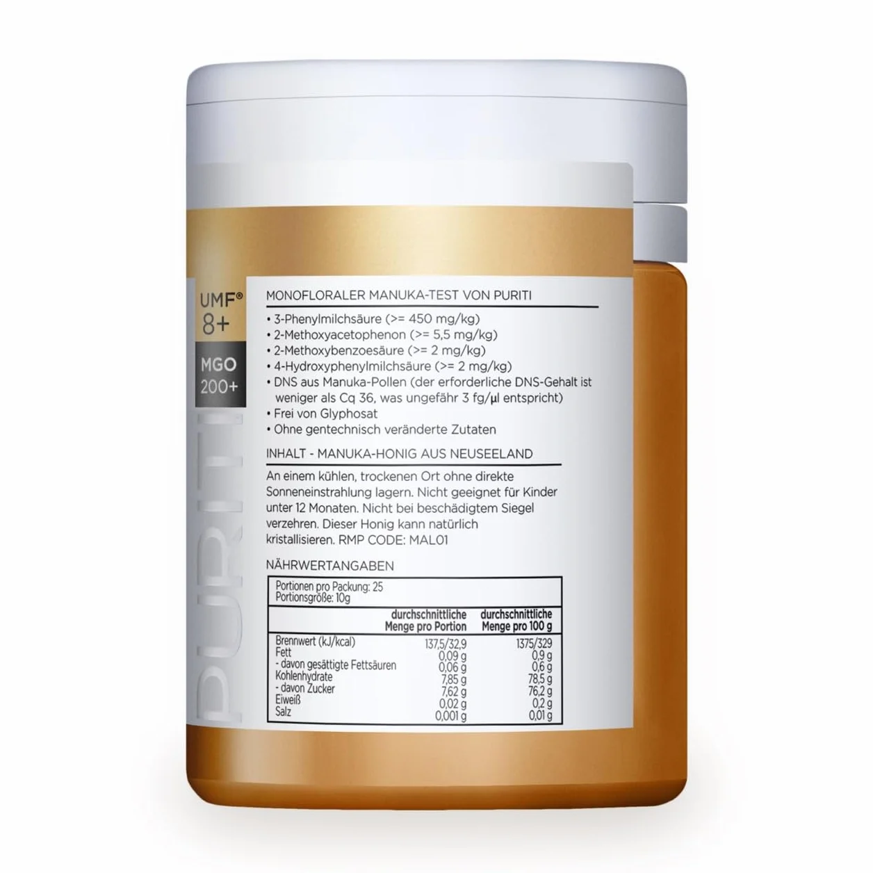 PURITI Miód Manuka MGO 200+ z Nowej Zelandii, 250 g