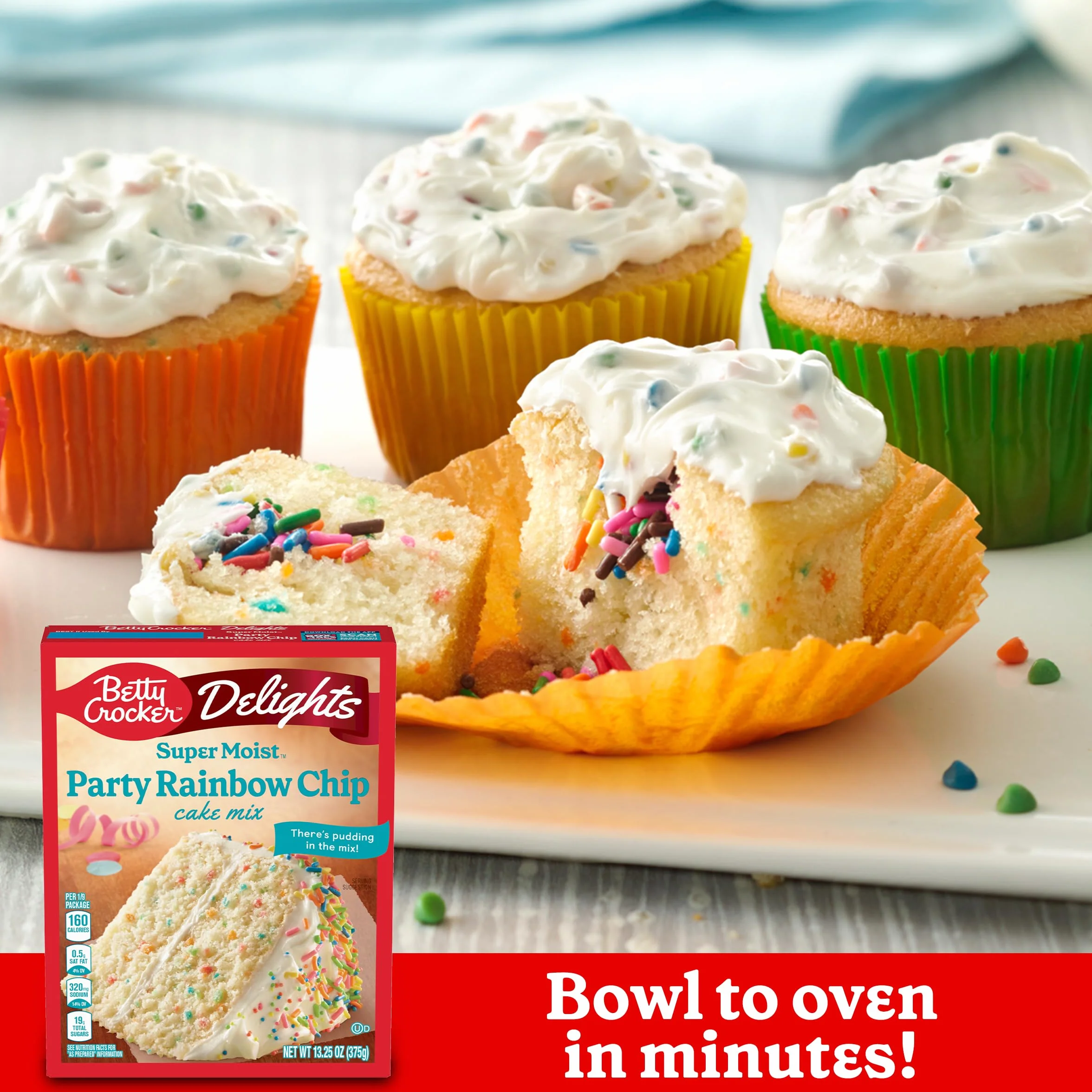 Betty Crocker Delights Super Moist Party Rainbow Chip Cake Mix, 13.25 oz.