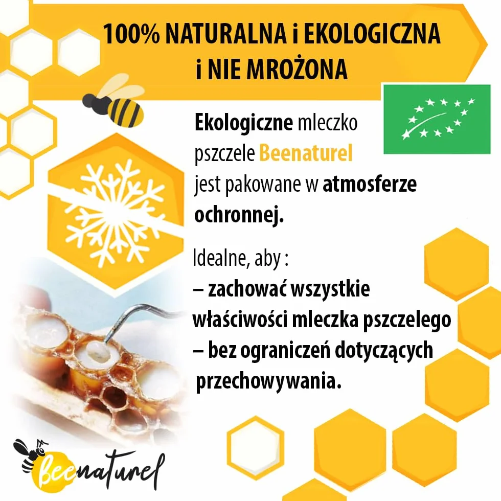 Organiczne mleczko pszczele 120 kapsułek 1g | Program zimowy 4 miesiące | Odporność dorosłych dzieci | 100% naturalny