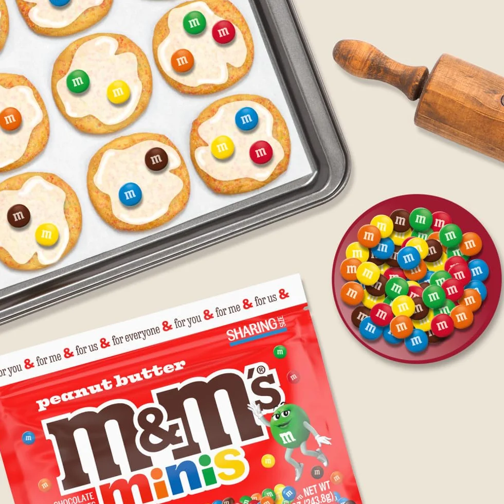 M&M'S Minis Peanut Butter Milk Chocolate Candy, Sharing Size, 8.6 Oz. Resealable Bag