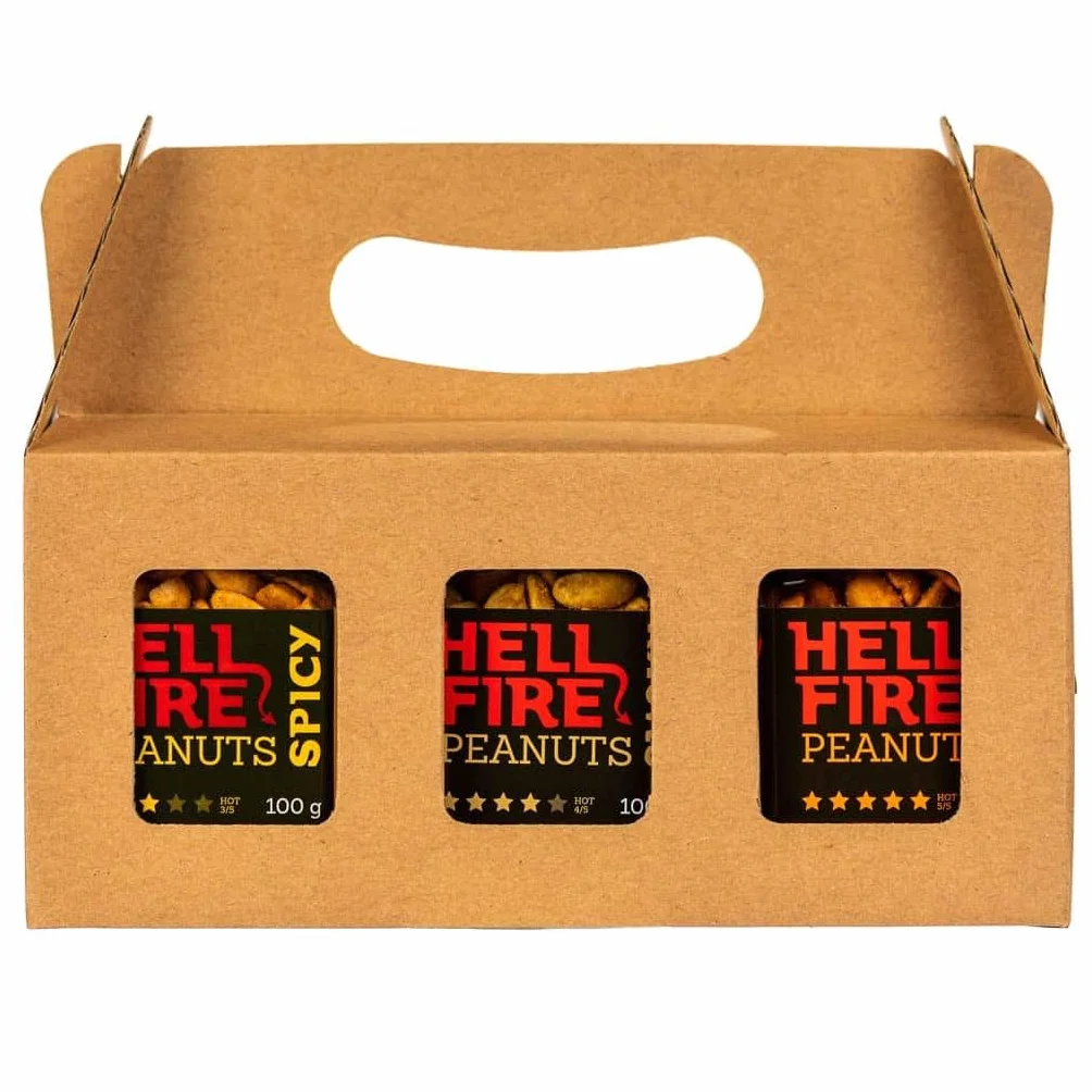 I LOVE SPICY Hellfire Peanuts Zestaw Prezentowy 3 x 100 g – Pikantne Orzeszki Ziemne Z Habanero, Trinidad Scorpion & Carolina Reaper – Smaczny Prezent Dla Miłośników Ostrych Smaków – Ostrości 3-5/5