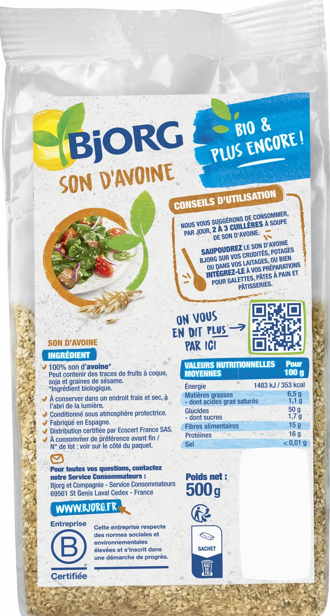 Bjorg Organiczne otręby owsiane 500 g