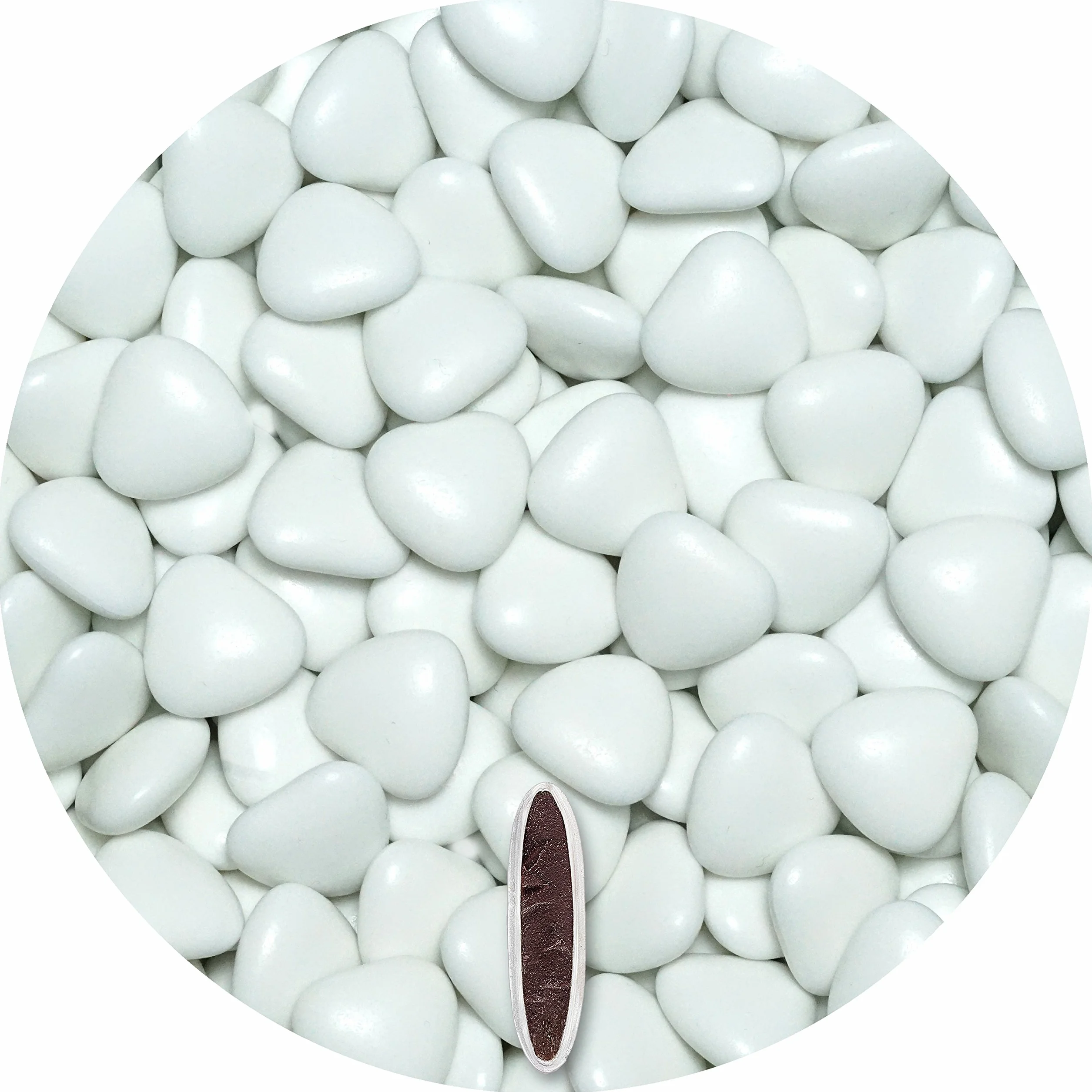 EinsSein 0,5 kg czekoladowe drażetki w kształcie serca, średnio-białe, błyszczące, prezenty dla gości weselnych, chrzciny, komunii, urodziny dziecka | drażetki czekoladowe, drażetki w kształcie serca