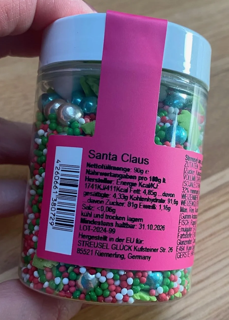 MySprinkles posypka Mikołaja Mikołaj mieszanka zielono-czerwonych złotych 90 g na Boże Narodzenie, cukiernicza, idealna na Boże Narodzenie, ciasteczka, tort, babeczki, muffinki, babeczki, babeczki,